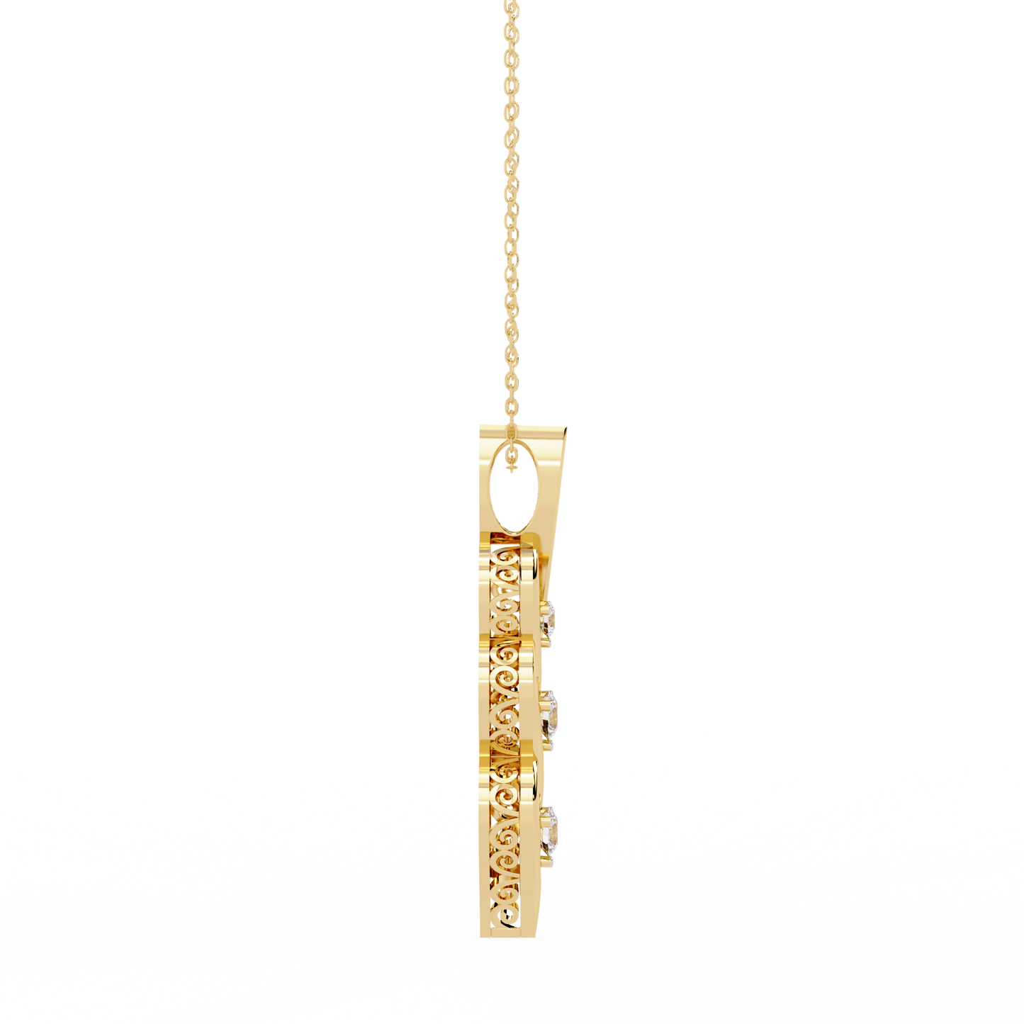 Eternal Twist – 3-Stone Lab Diamond Pendant in 14K Gold
