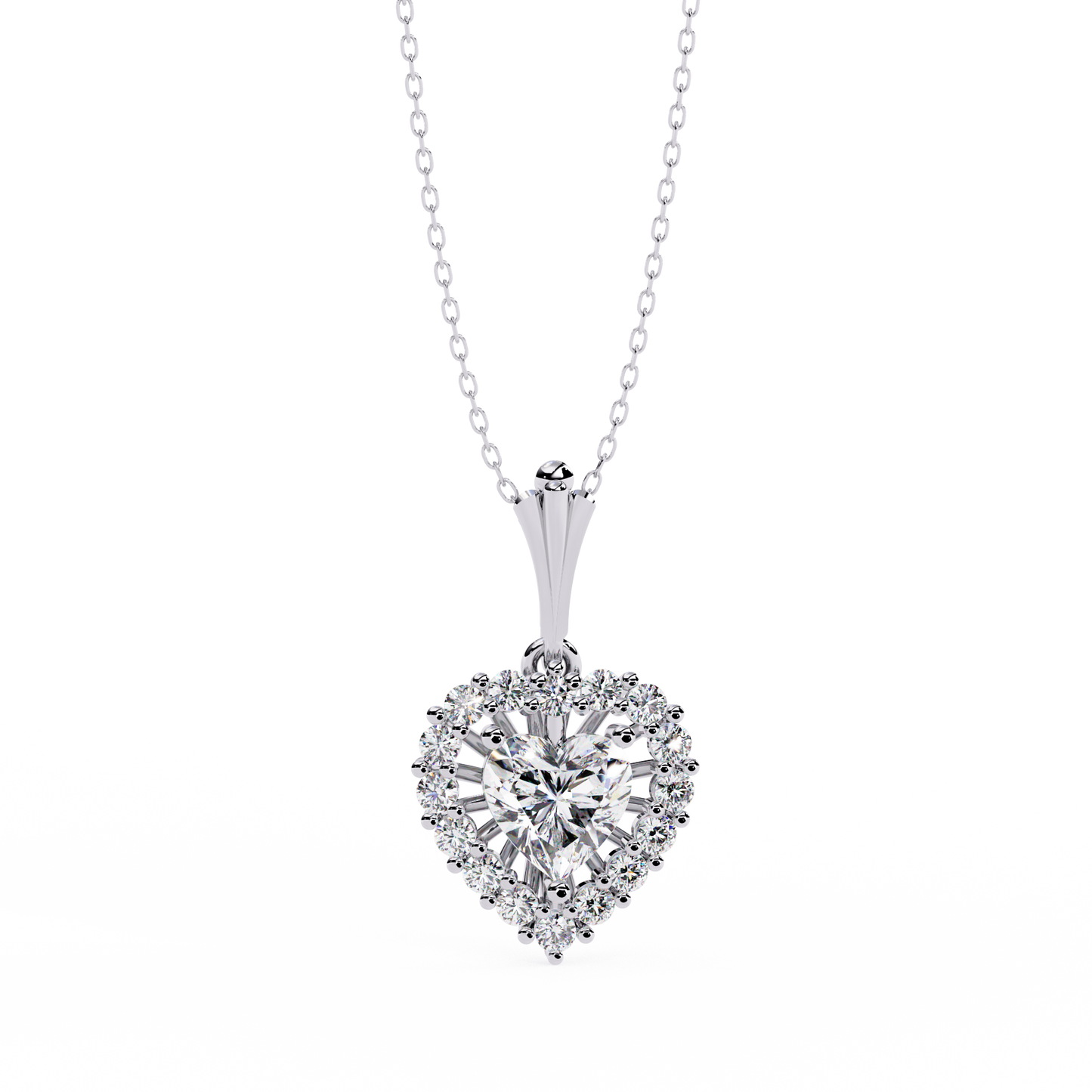 Amour Radiant – Heart Halo Lab Diamond Pendant in 14K Gold