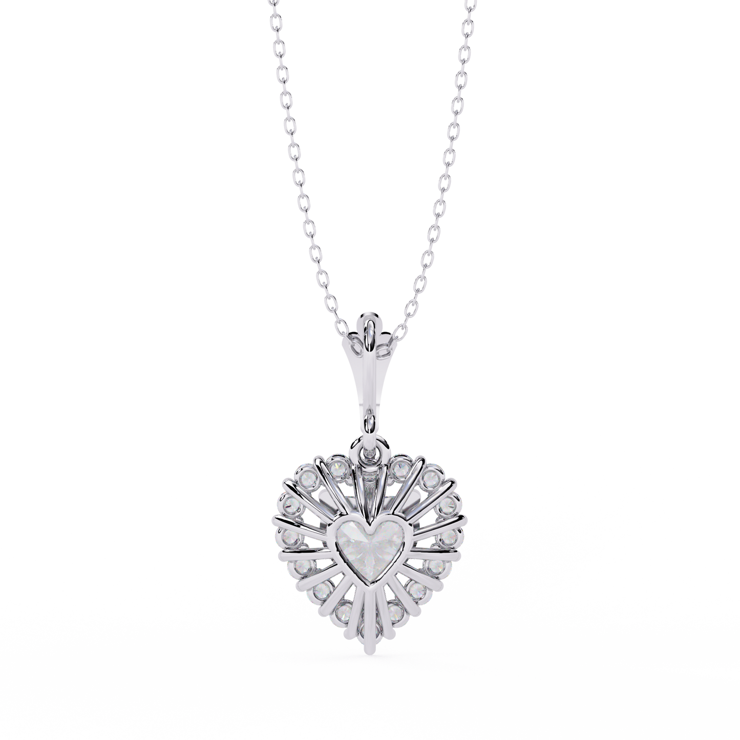 Amour Radiant – Heart Halo Lab Diamond Pendant in 14K Gold