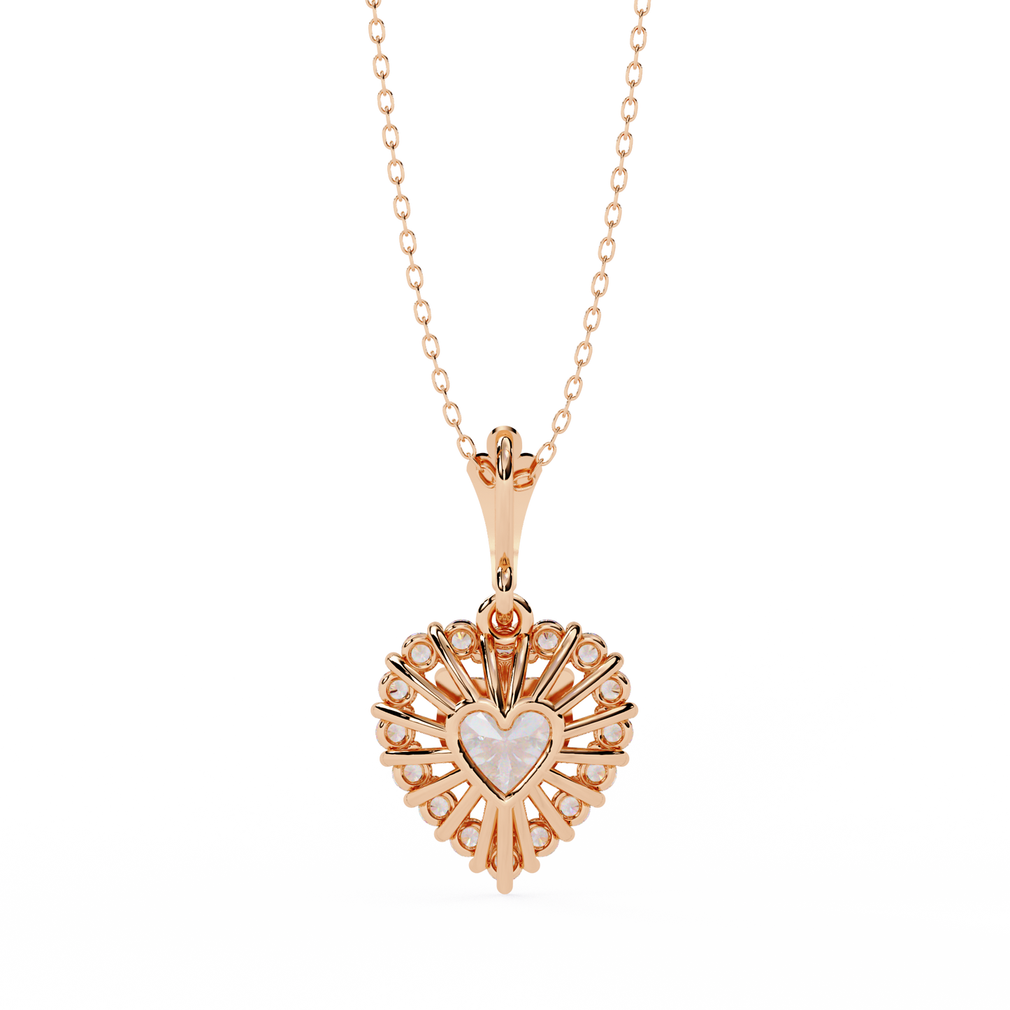 Amour Radiant – Heart Halo Lab Diamond Pendant in 14K Gold