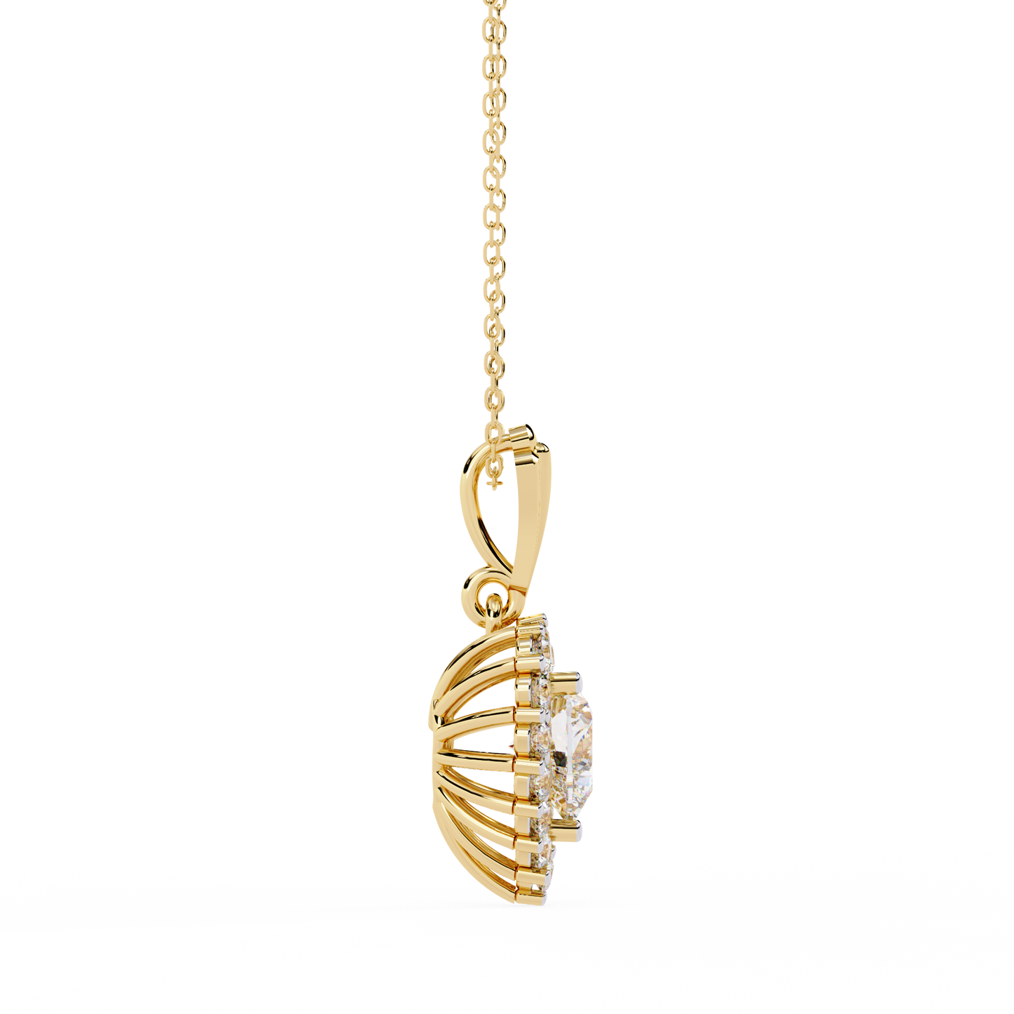 Amour Radiant – Heart Halo Lab Diamond Pendant in 14K Gold
