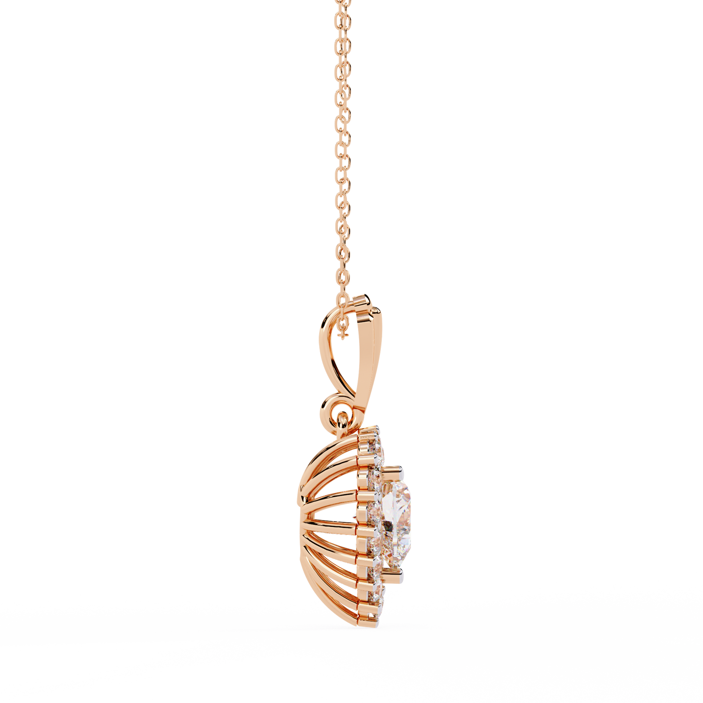 Amour Radiant – Heart Halo Lab Diamond Pendant in 14K Gold