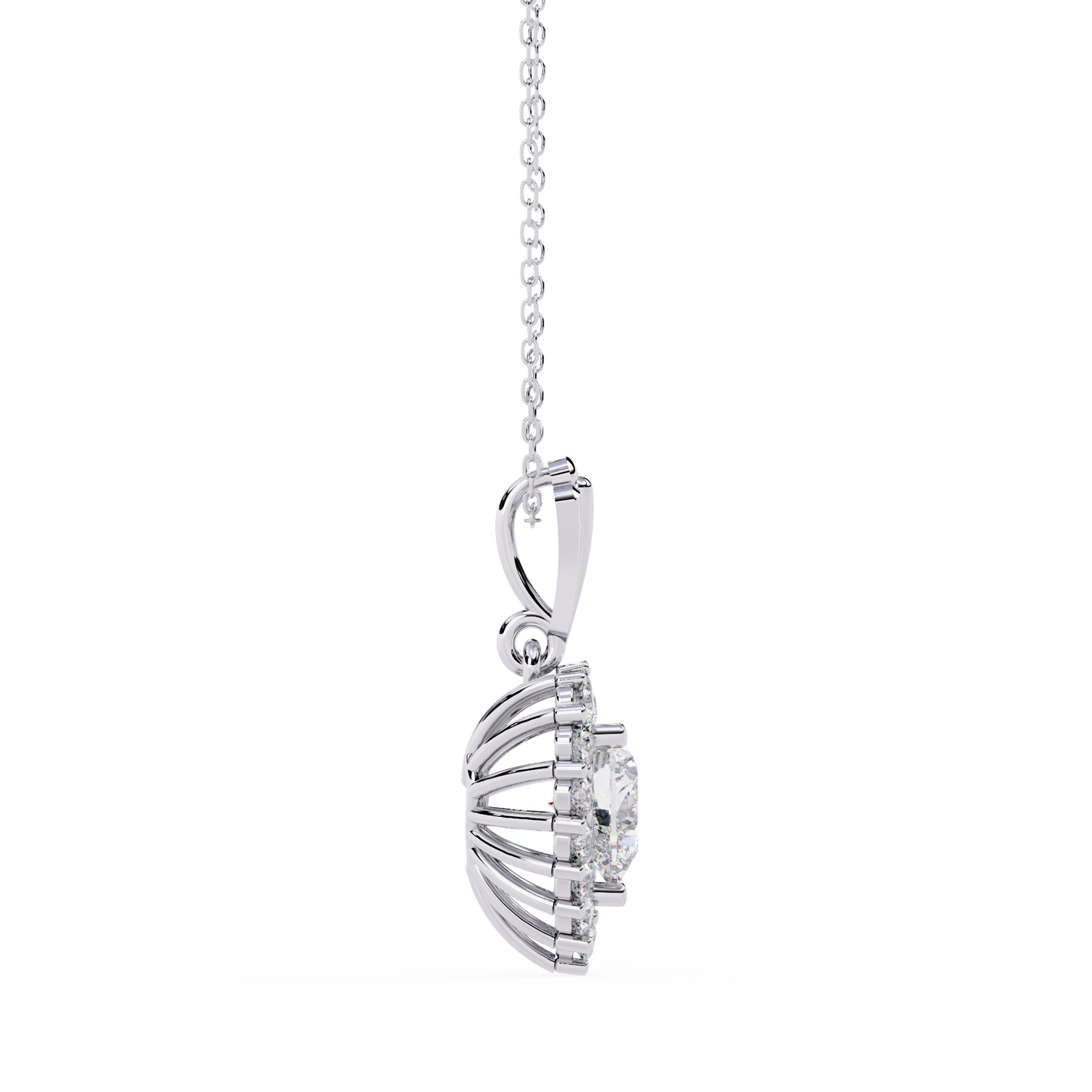 Amour Radiant – Heart Halo Diamond Pendant in 14K Gold