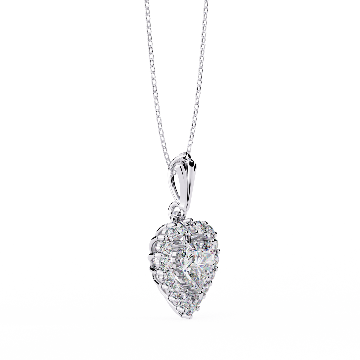 Amour Radiant – Heart Halo Lab Diamond Pendant in 14K Gold