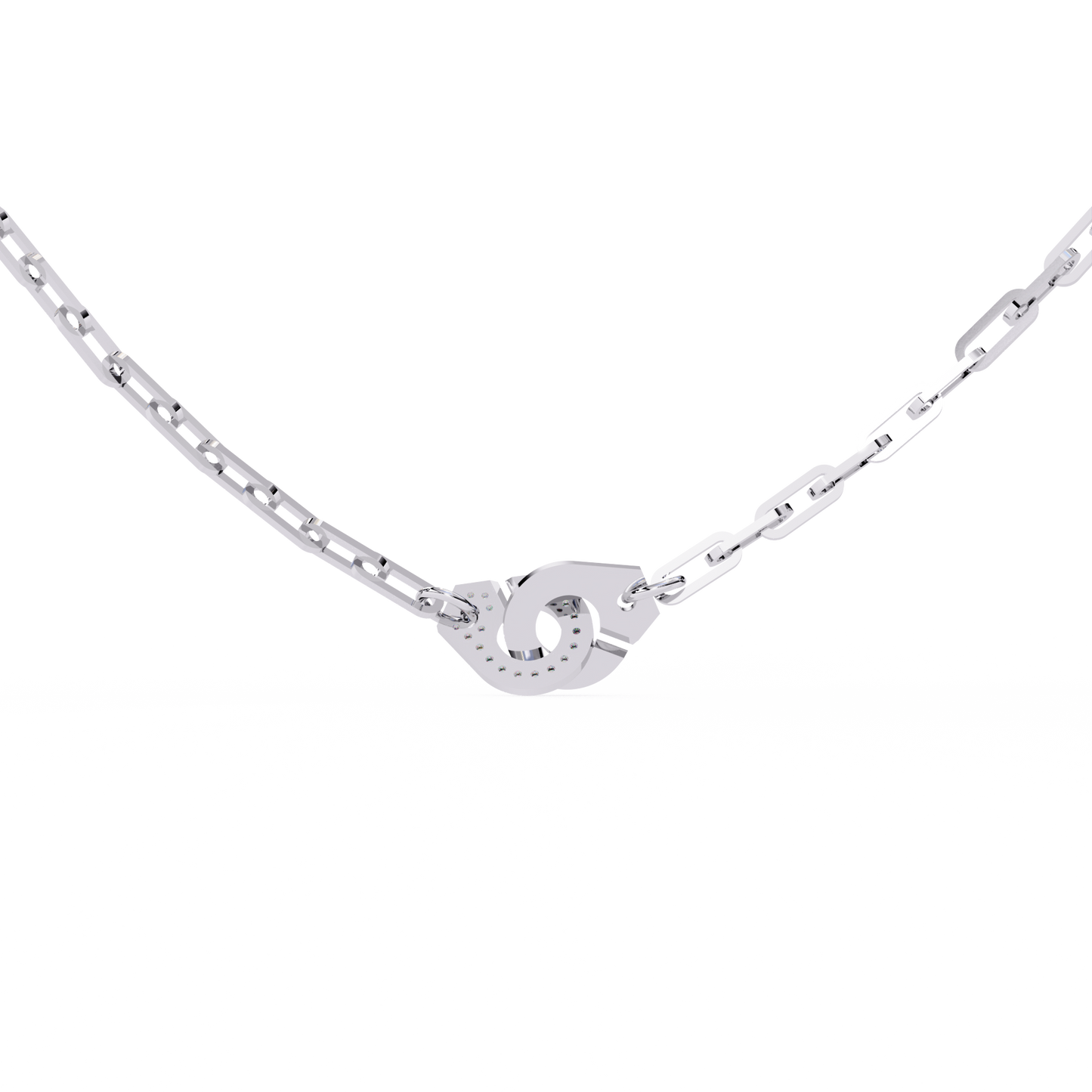 Bold Link – Oval Pavé Diamond Clasp Necklace in 14K Gold