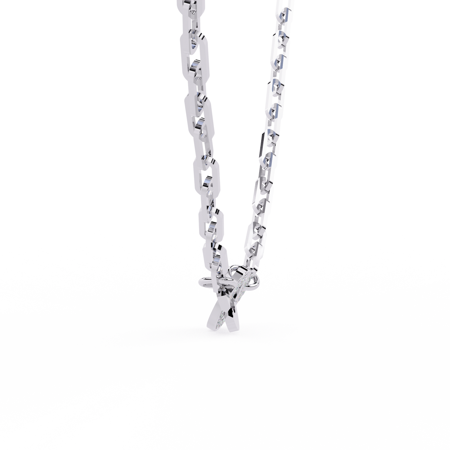 Bold Link – Oval Pavé Diamond Clasp Necklace in 14K Gold