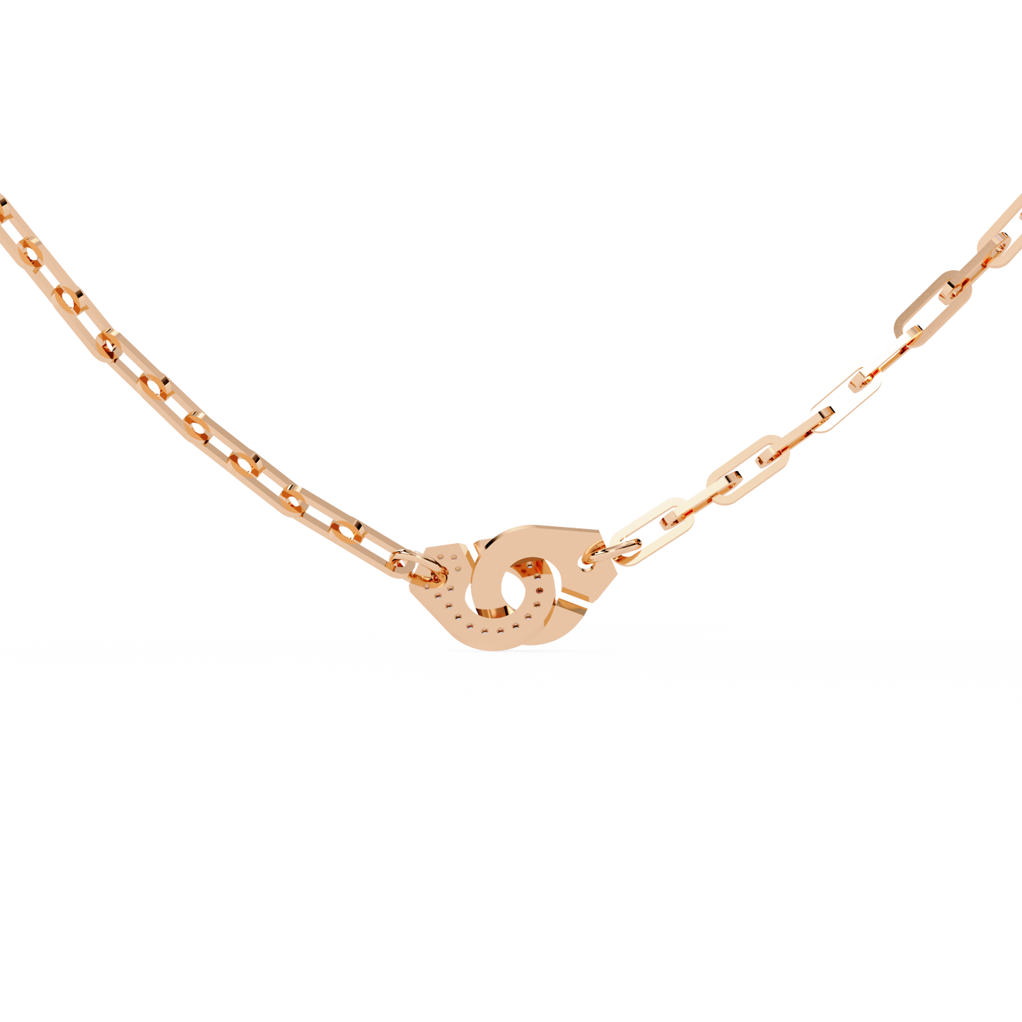 Bold Link – Oval Pavé Diamond Clasp Necklace in 14K Gold