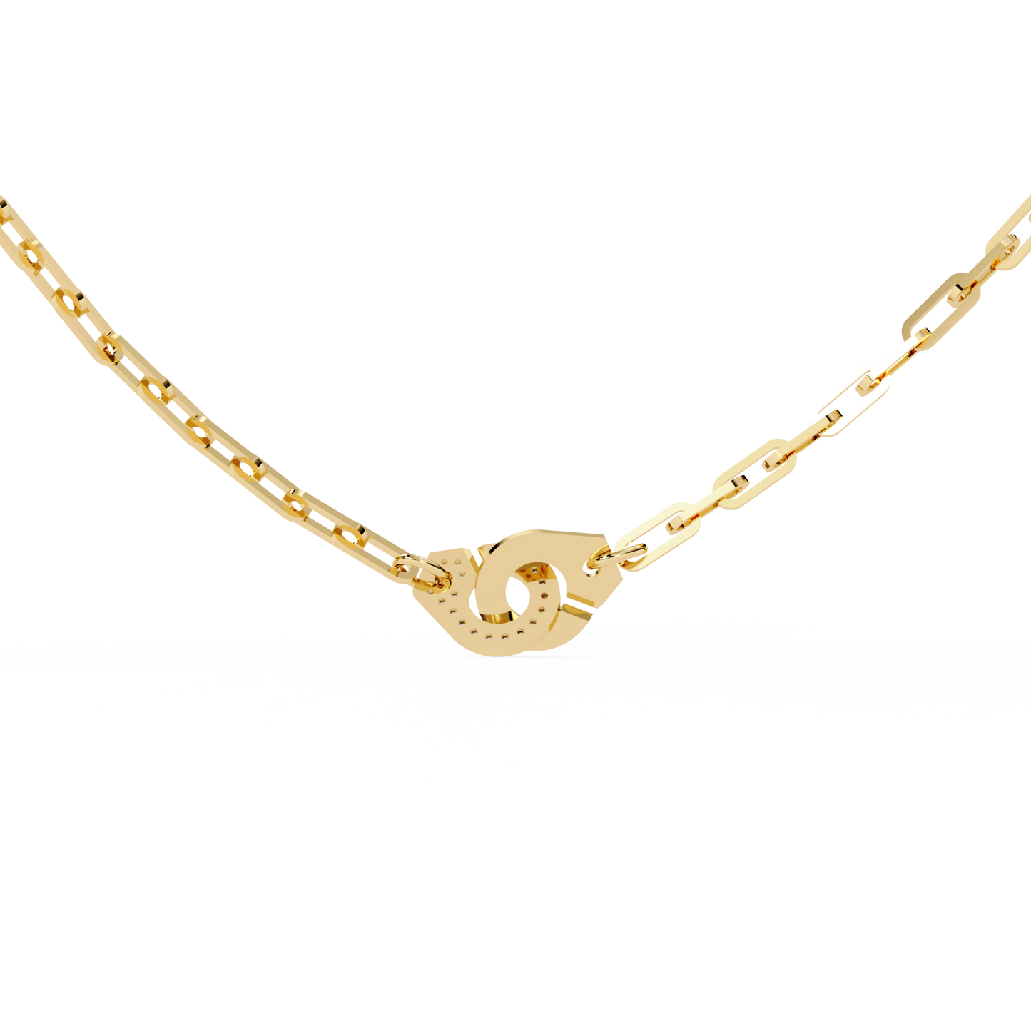 Bold Link – Oval Pavé Diamond Clasp Necklace in 14K Gold