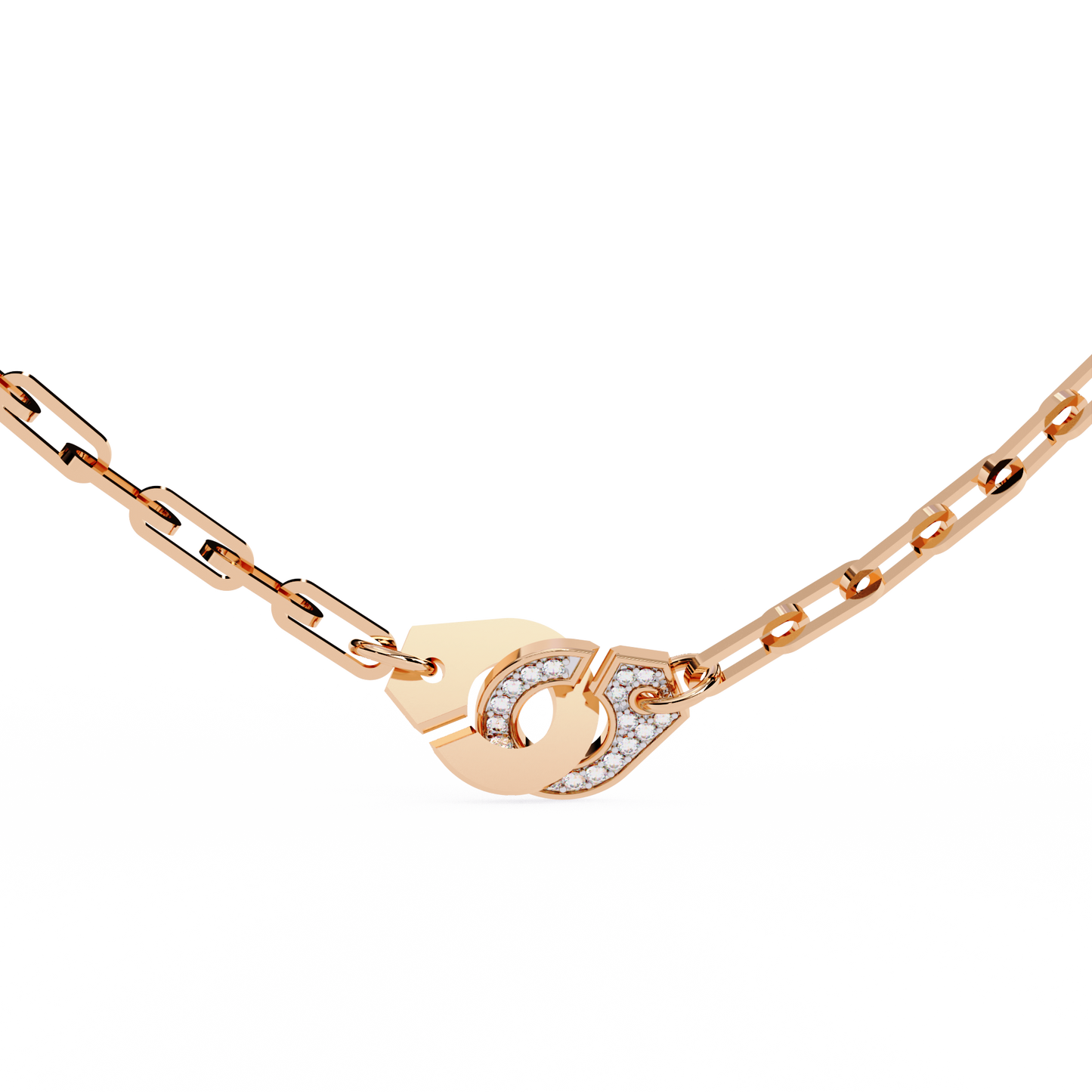 Bold Link – Oval Pavé Diamond Clasp Necklace in 14K Gold