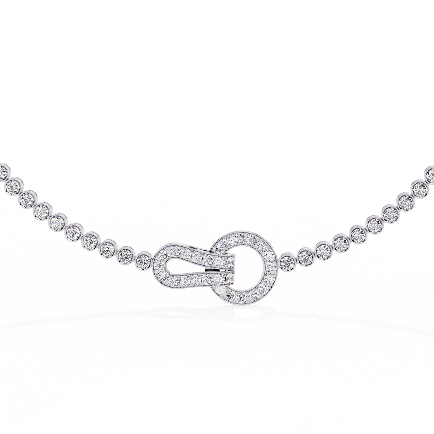 Unity Lock – Diamond Bezel Tennis Necklace in 14K Gold