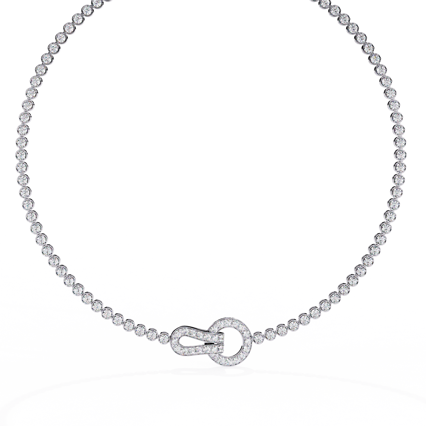 Unity Lock – Diamond Bezel Tennis Necklace in 14K Gold