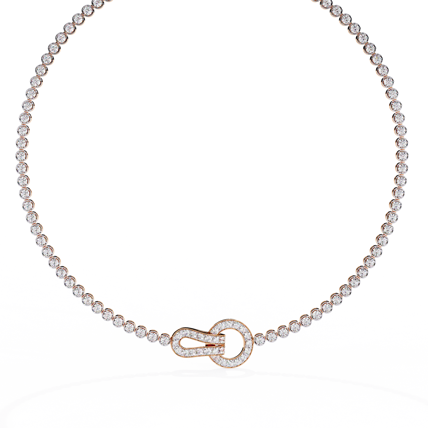 Unity Lock – Diamond Bezel Tennis Necklace in 14K Gold