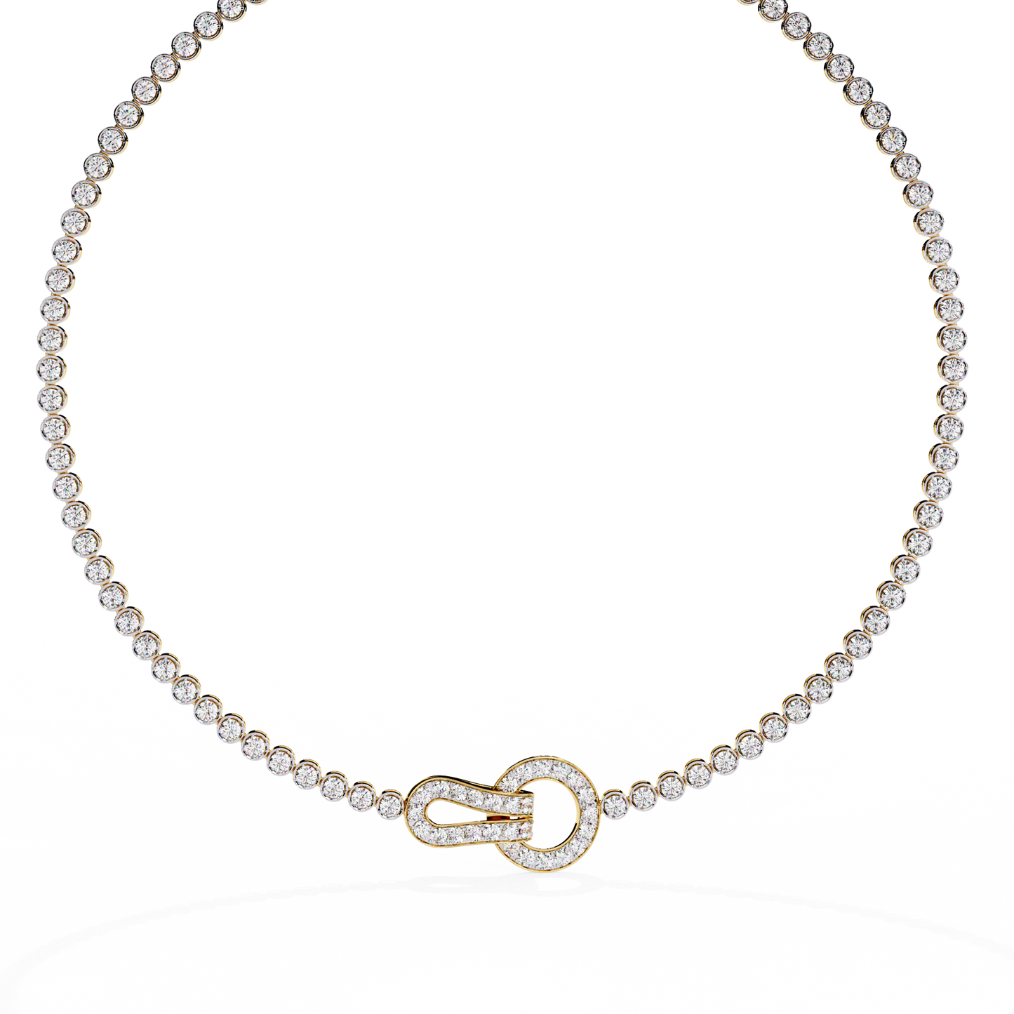 Unity Lock – Diamond Bezel Tennis Necklace in 14K Gold