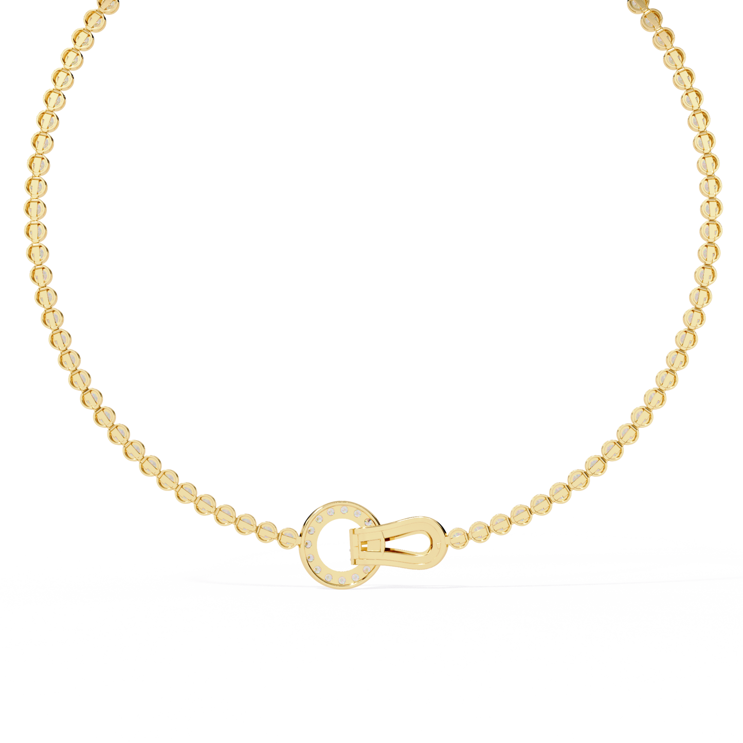 Unity Lock – Diamond Bezel Tennis Necklace in 14K Gold