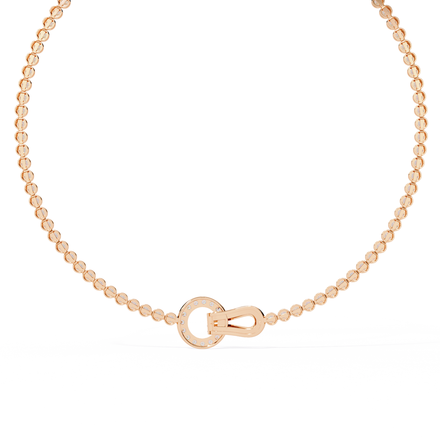 Unity Lock – Diamond Bezel Tennis Necklace in 14K Gold