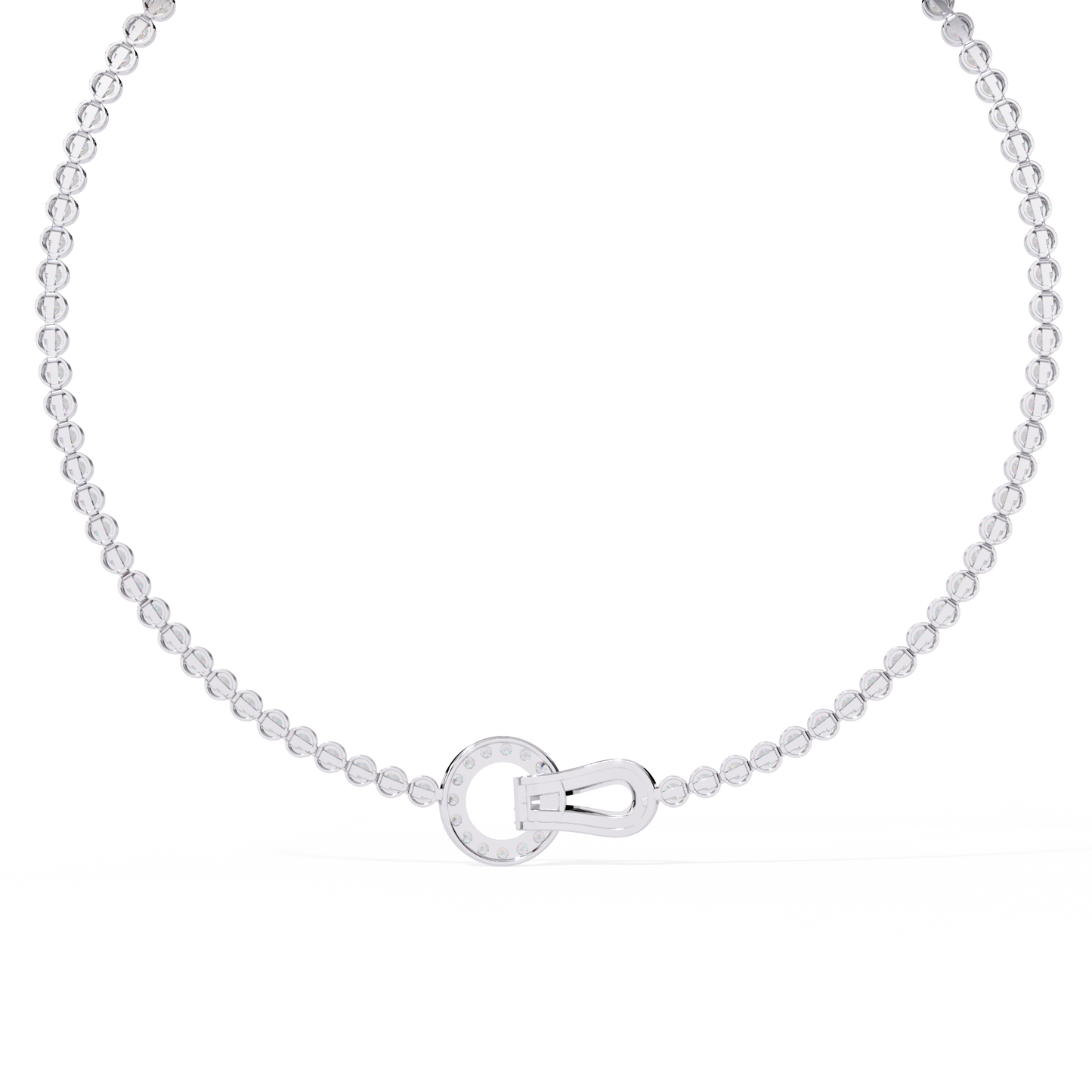 Unity Lock – Diamond Bezel Tennis Necklace in 14K Gold