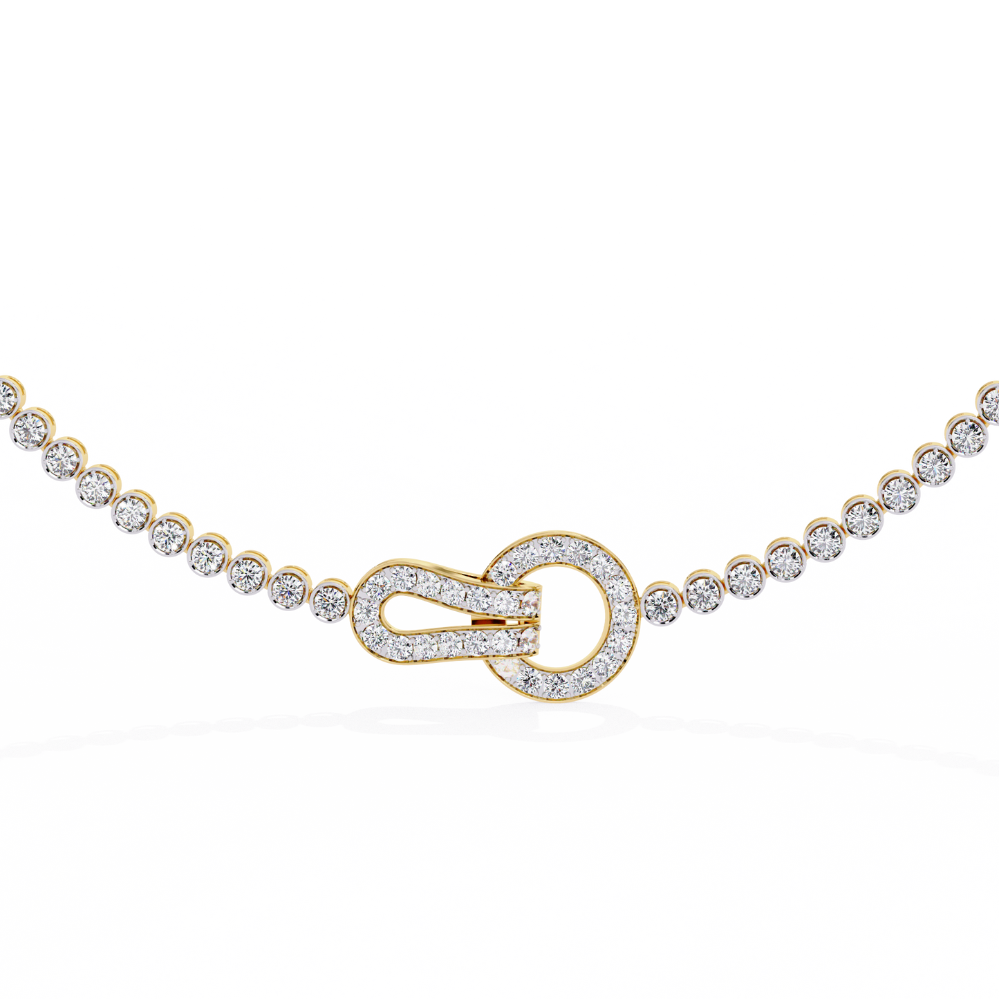 Unity Lock – Diamond Bezel Tennis Necklace in 14K Gold