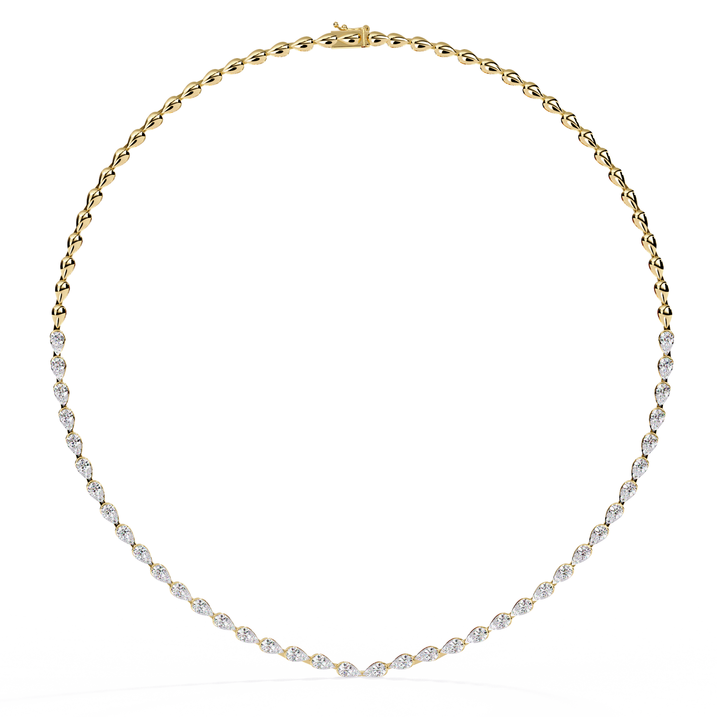 Aurora Curve – Pear Diamond Half Rivière Necklace in 14K Gold
