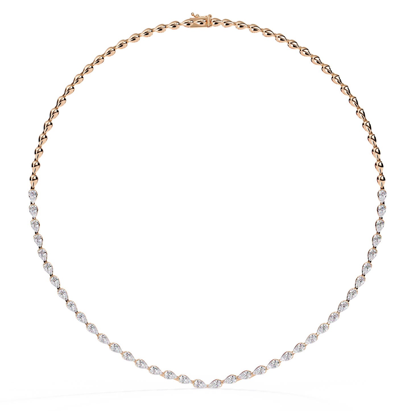 Aurora Curve – Pear Diamond Half Rivière Necklace in 14K Gold