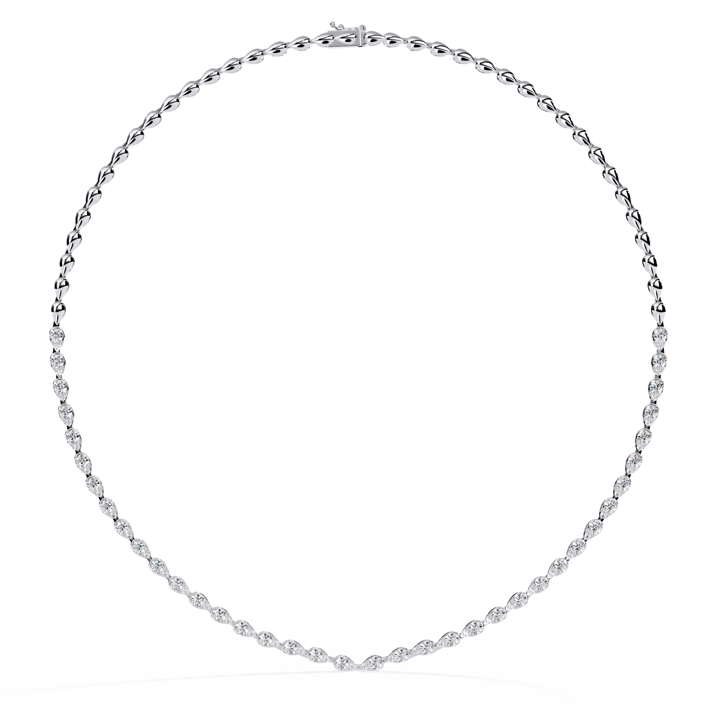 Aurora Curve – Pear Diamond Half Rivière Necklace in 14K Gold