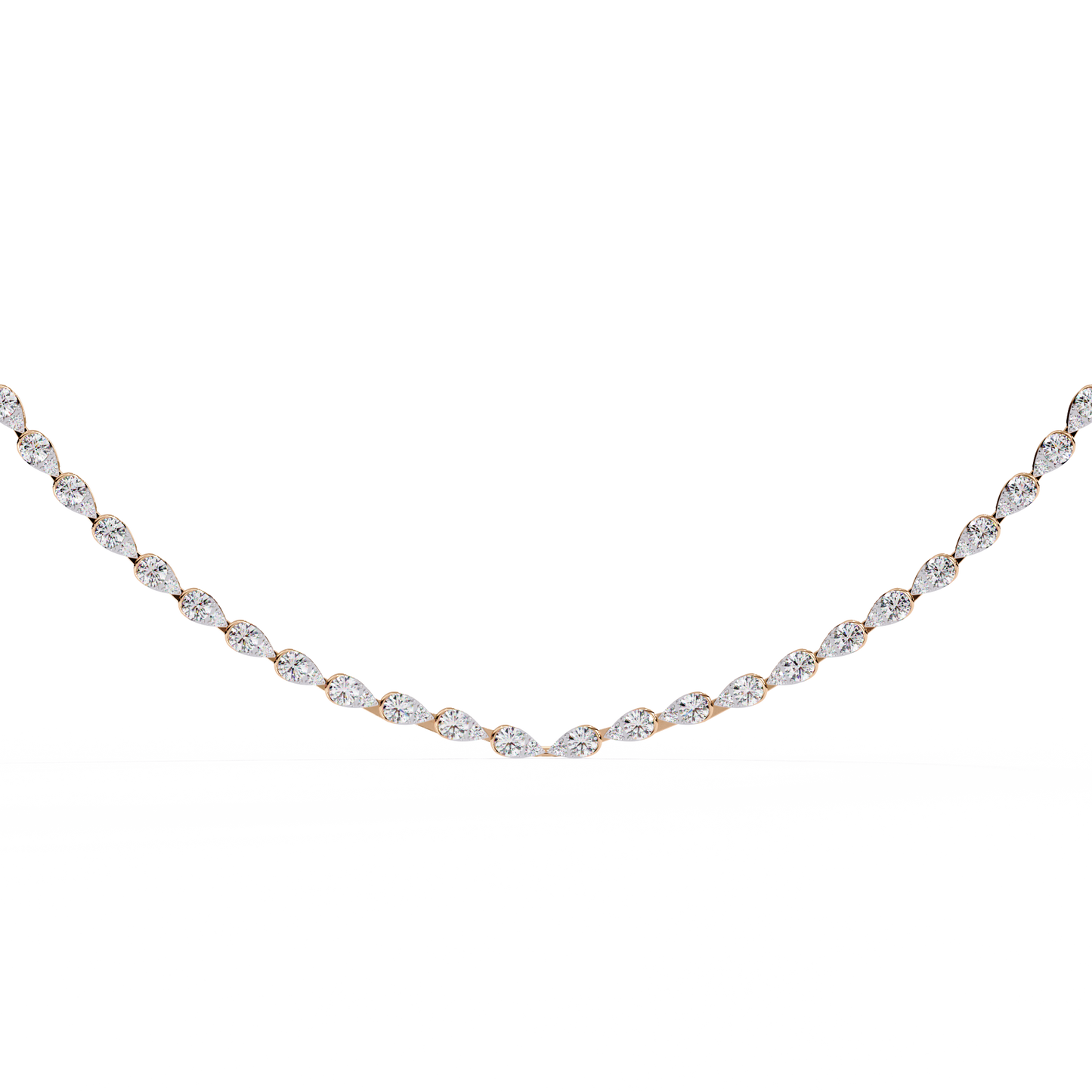 Aurora Curve – Pear Diamond Half Rivière Necklace in 14K Gold