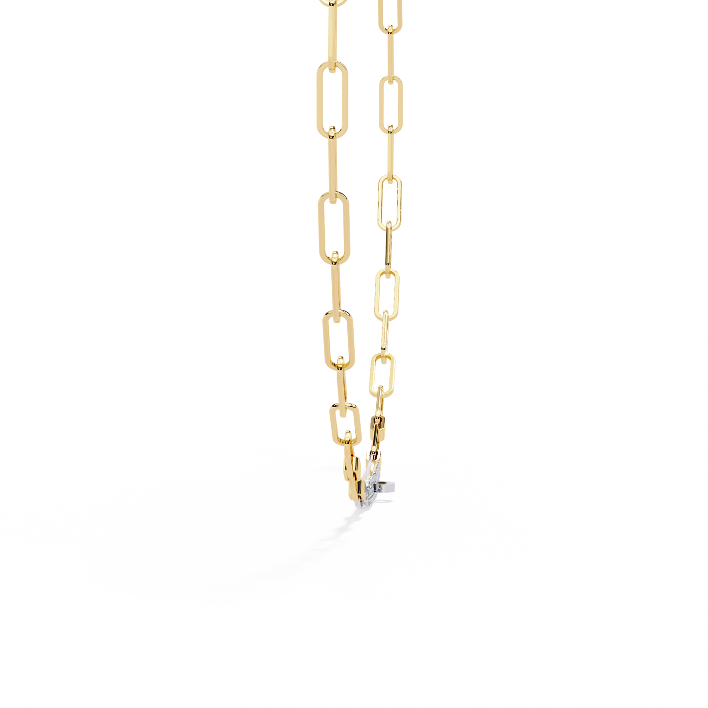 Linear Shine – Pavé Bar Link Chain Necklace in 14K Gold