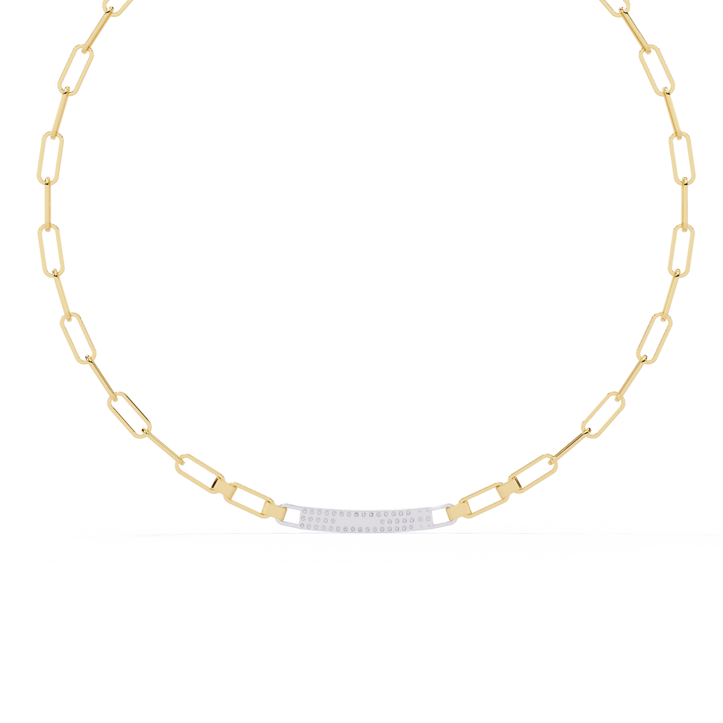 Linear Shine – Pavé Bar Link Chain Necklace in 14K Gold