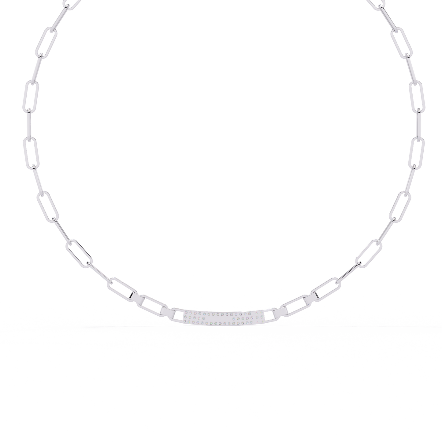 Linear Shine – Pavé Bar Link Chain Necklace in 14K Gold