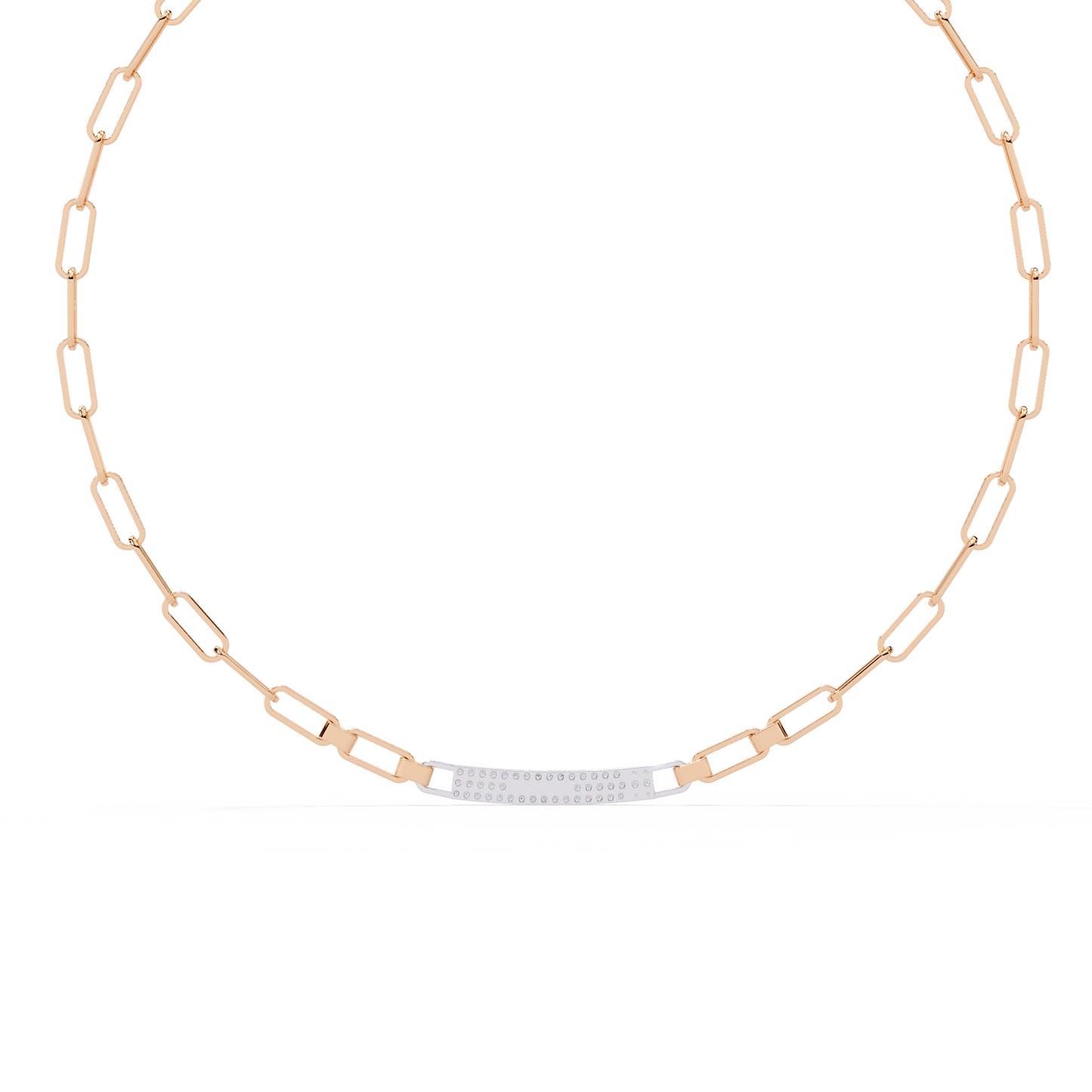 Linear Shine – Pavé Bar Link Chain Necklace in 14K Gold