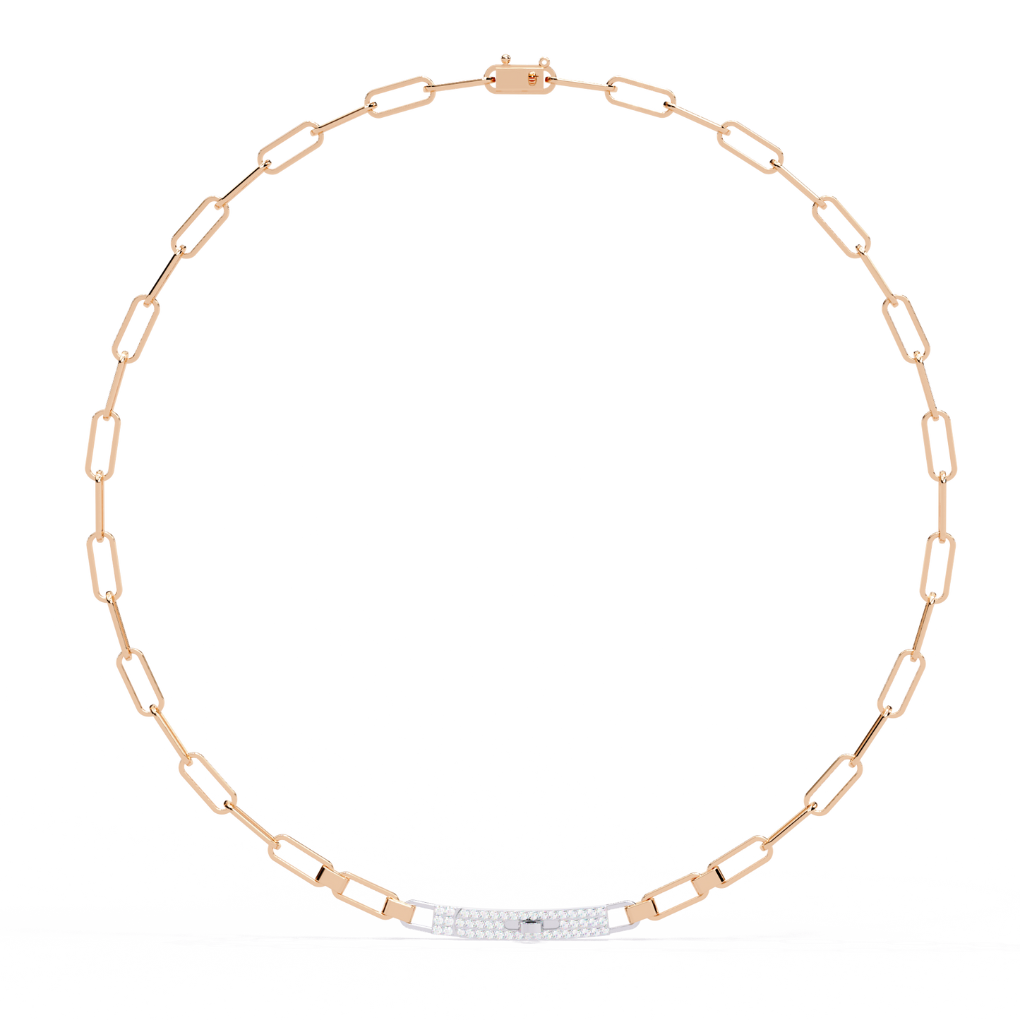 Linear Shine – Pavé Bar Link Chain Necklace in 14K Gold
