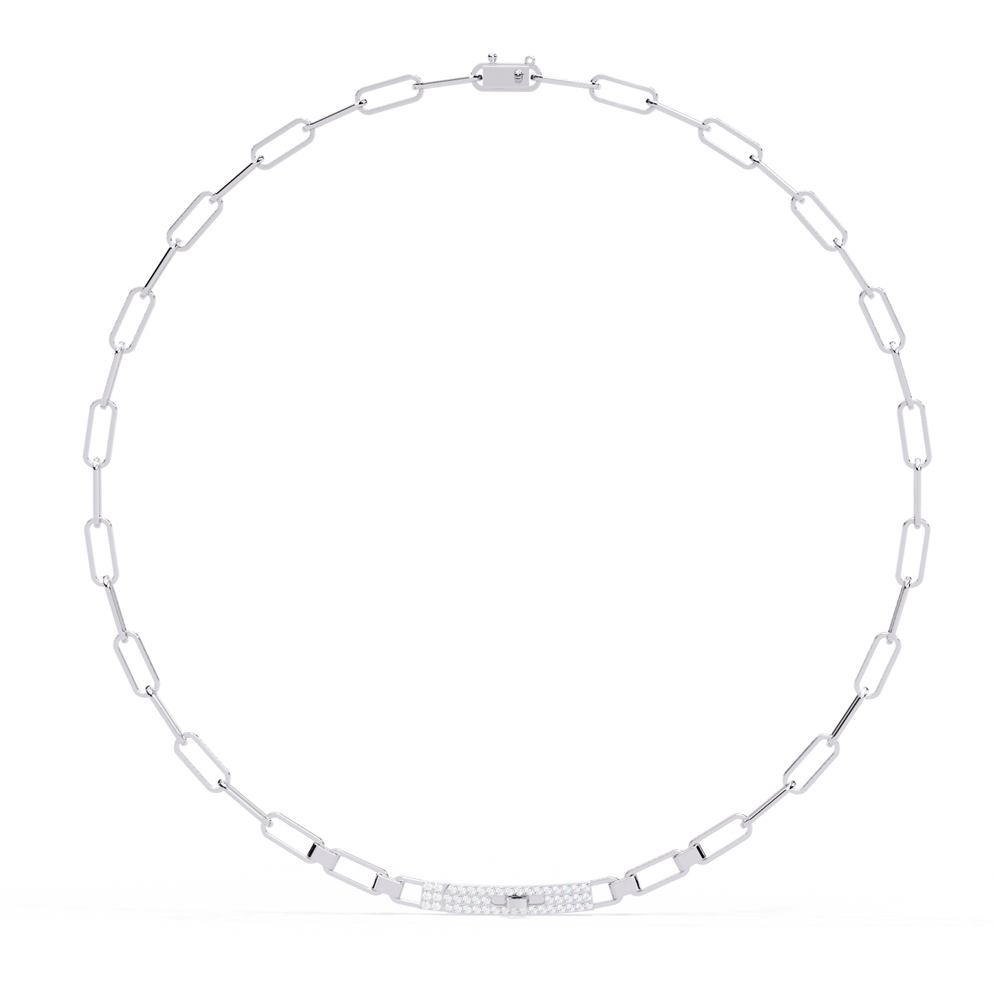 Linear Shine – Pavé Bar Link Chain Necklace in 14K Gold