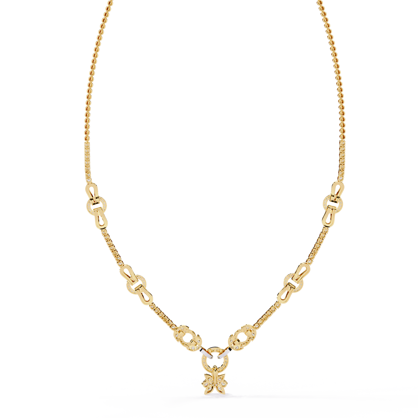 Infinity Knot – Diamond Link Necklace in 14K Gold