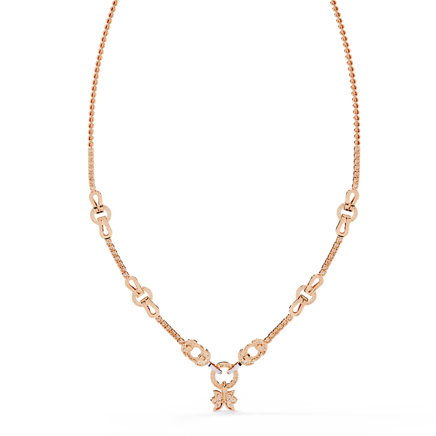 Infinity Knot – Diamond Link Necklace in 14K Gold