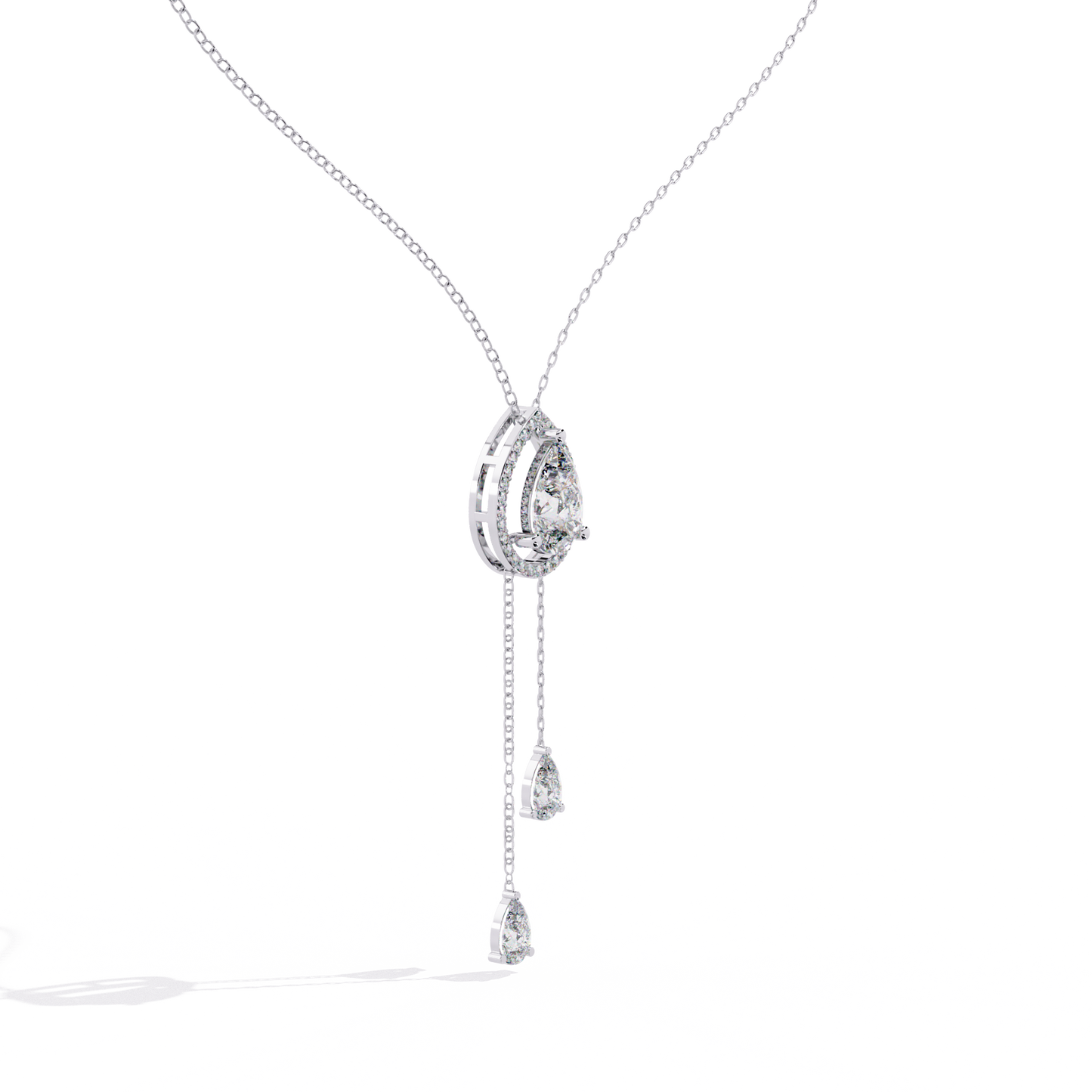 Pear Cascade Halo – Lab Diamond Teardrop Pendant Necklace
