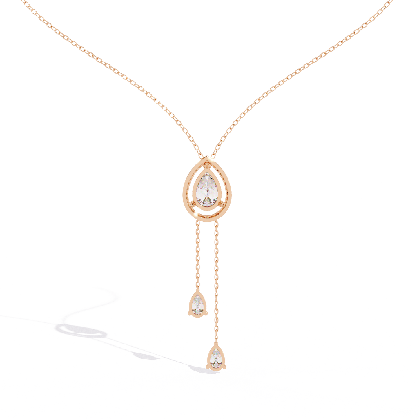 Pear Cascade Halo – Lab Diamond Teardrop Pendant Necklace