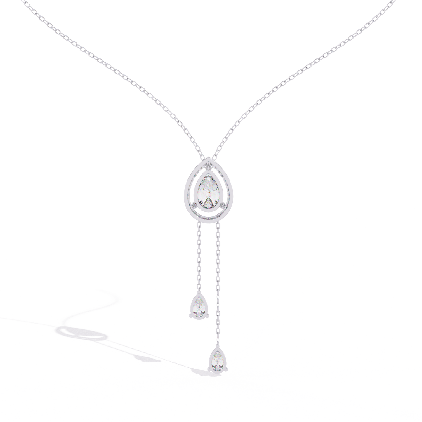 Pear Cascade Halo – Lab Diamond Teardrop Pendant Necklace