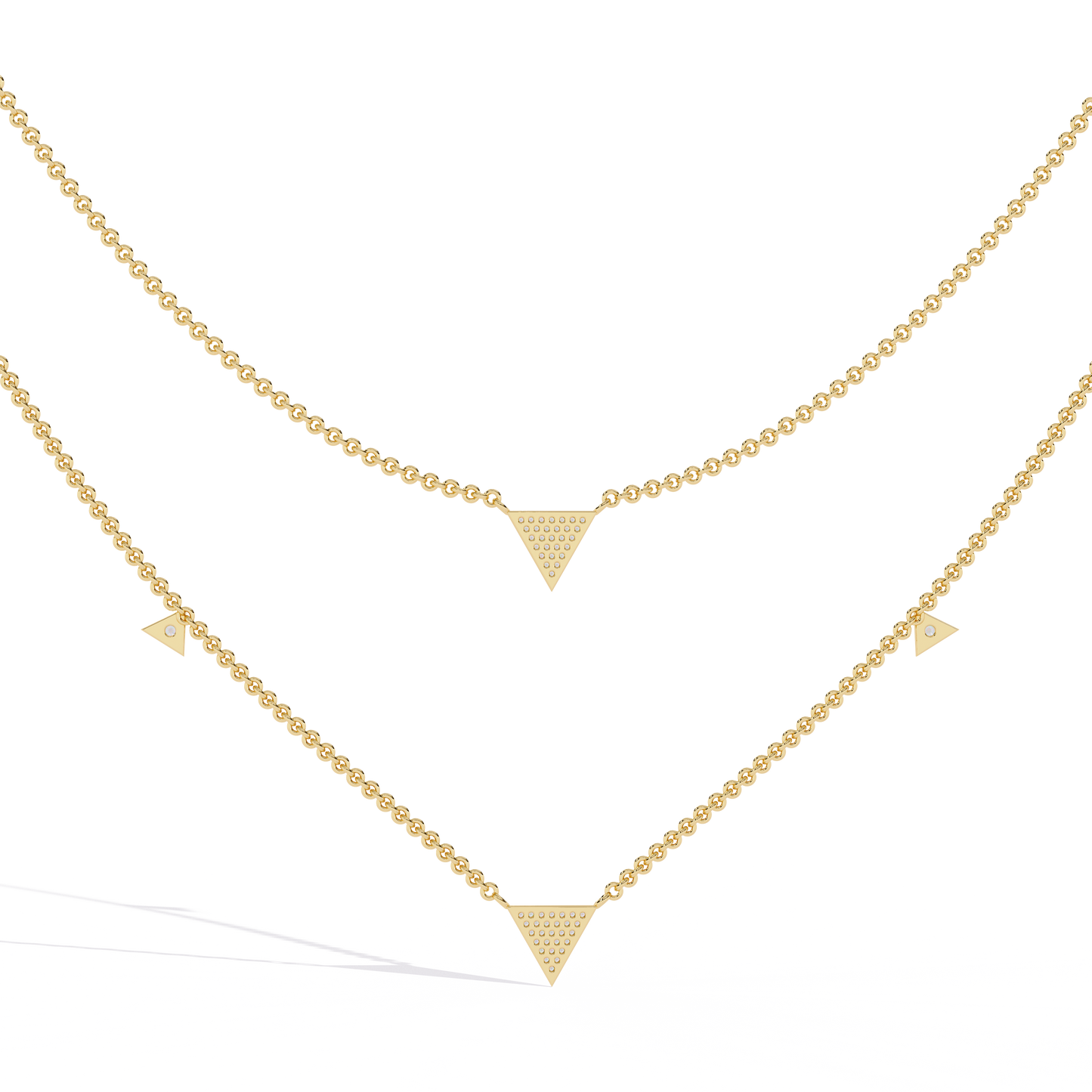 GeoFlare – Diamond Triangle Layered Necklace in 14K Gold