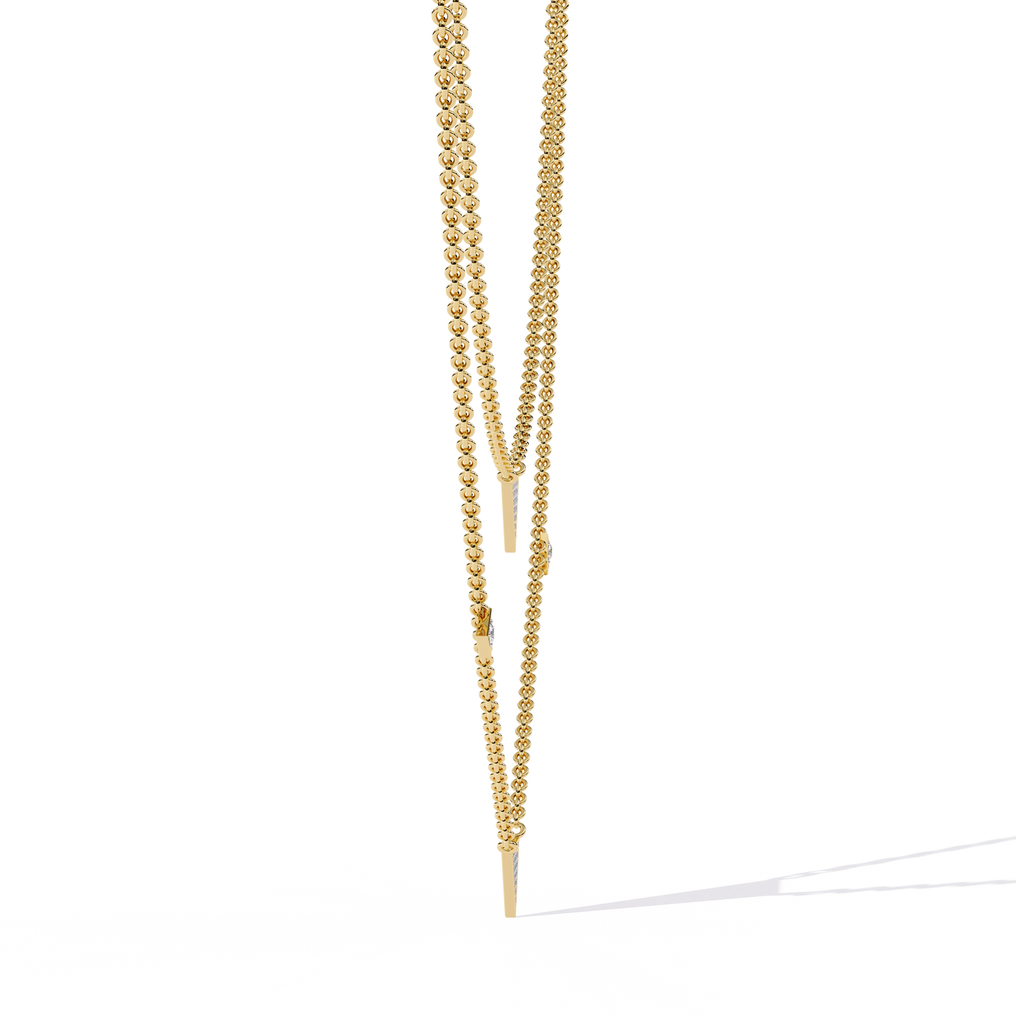 GeoFlare – Diamond Triangle Layered Necklace in 14K Gold