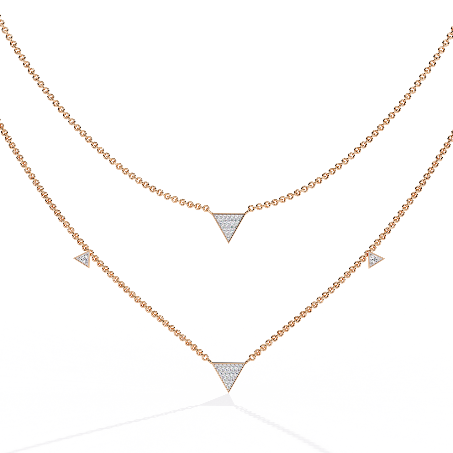GeoFlare – Diamond Triangle Layered Necklace in 14K Gold