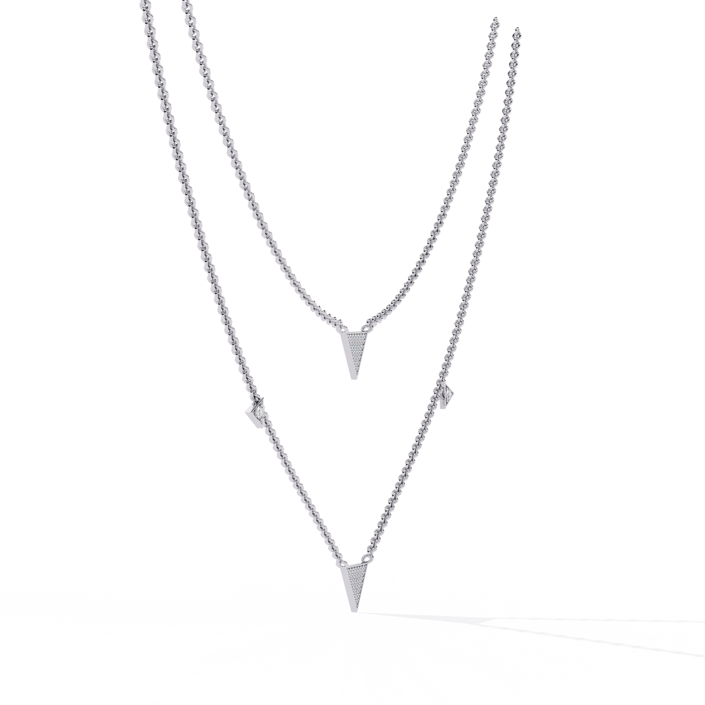 GeoFlare – Diamond Triangle Layered Necklace in 14K Gold