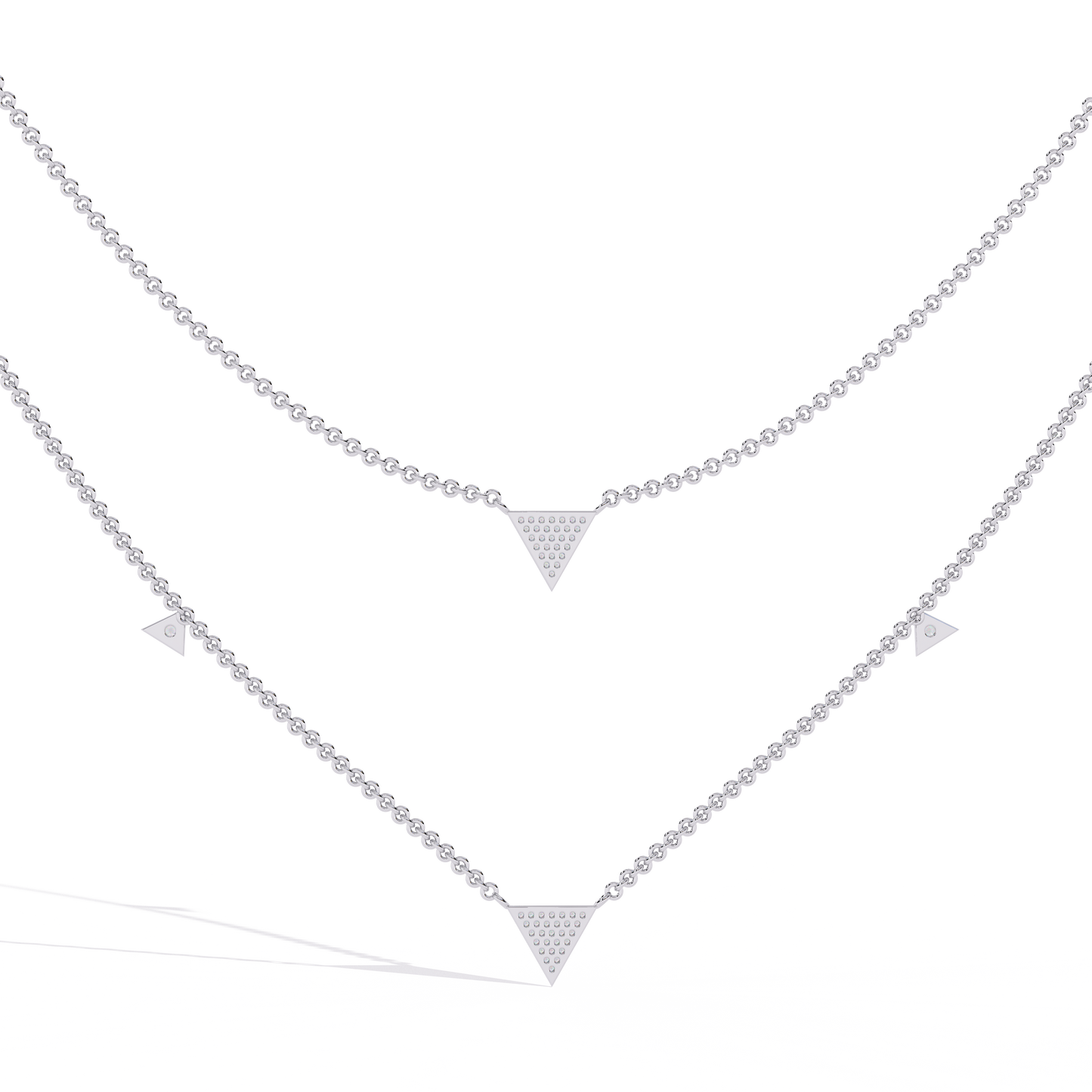 GeoFlare – Diamond Triangle Layered Necklace in 14K Gold