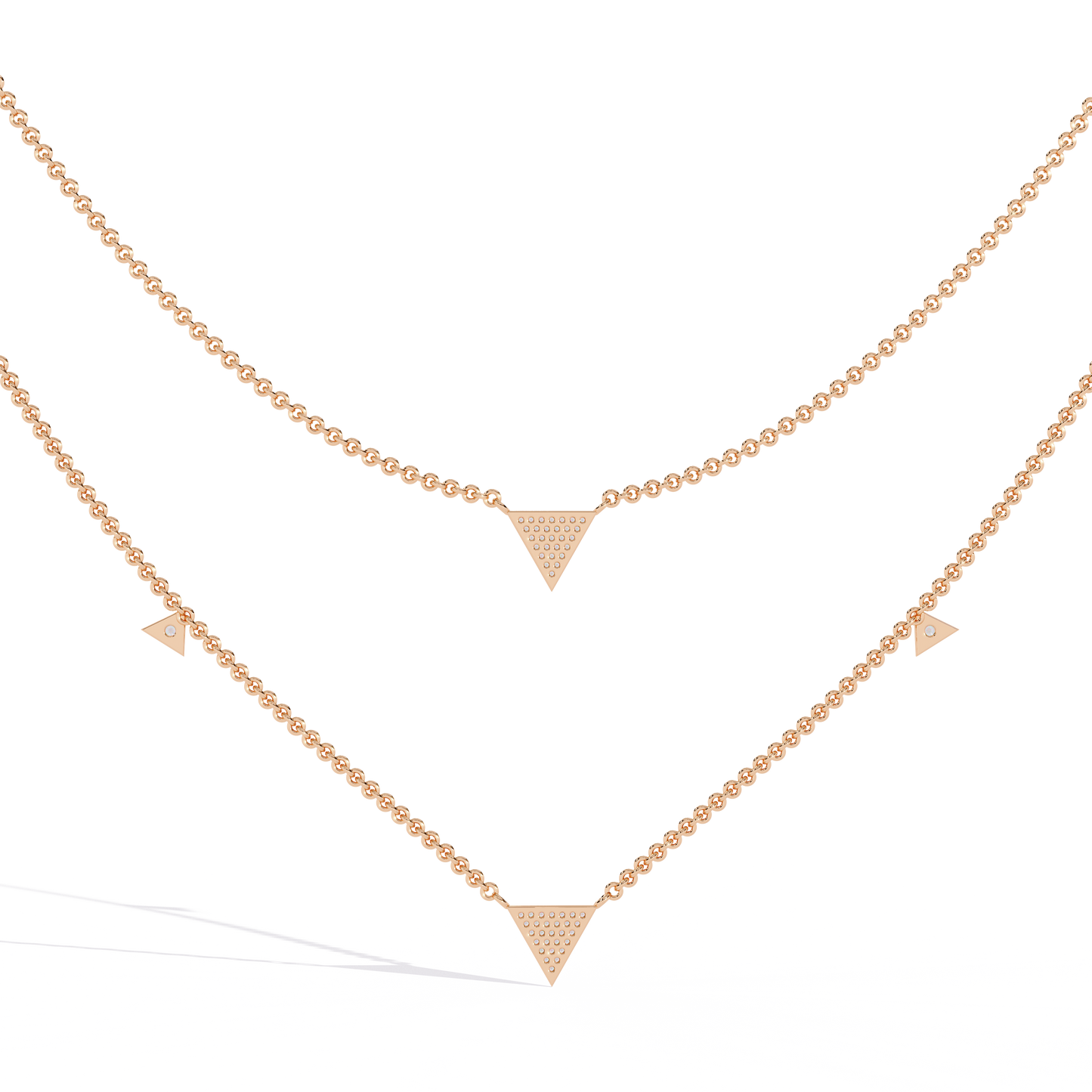 GeoFlare – Diamond Triangle Layered Necklace in 14K Gold