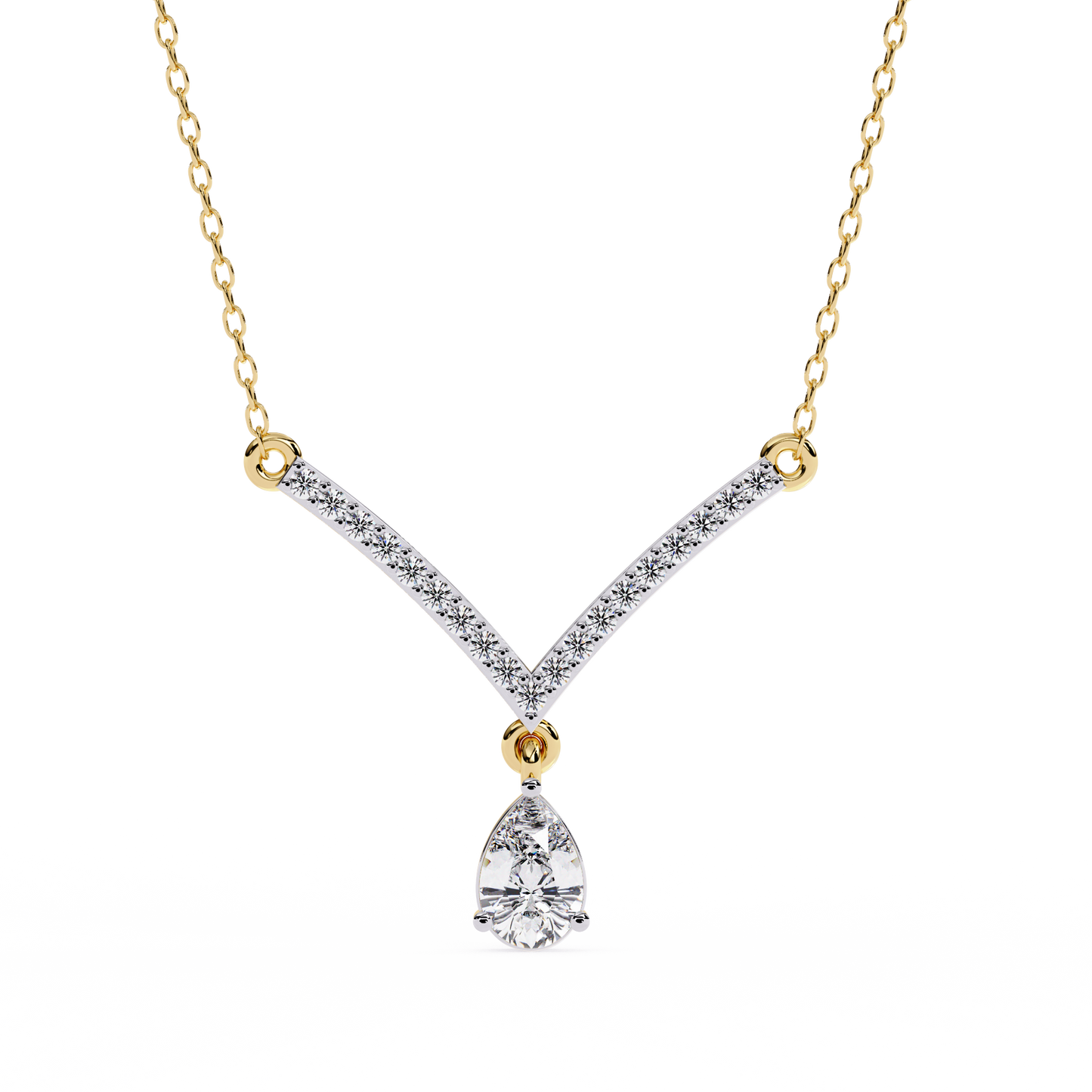 V-Curve Pear Drop – Lab Diamond Pendant Necklace in 14K Gold