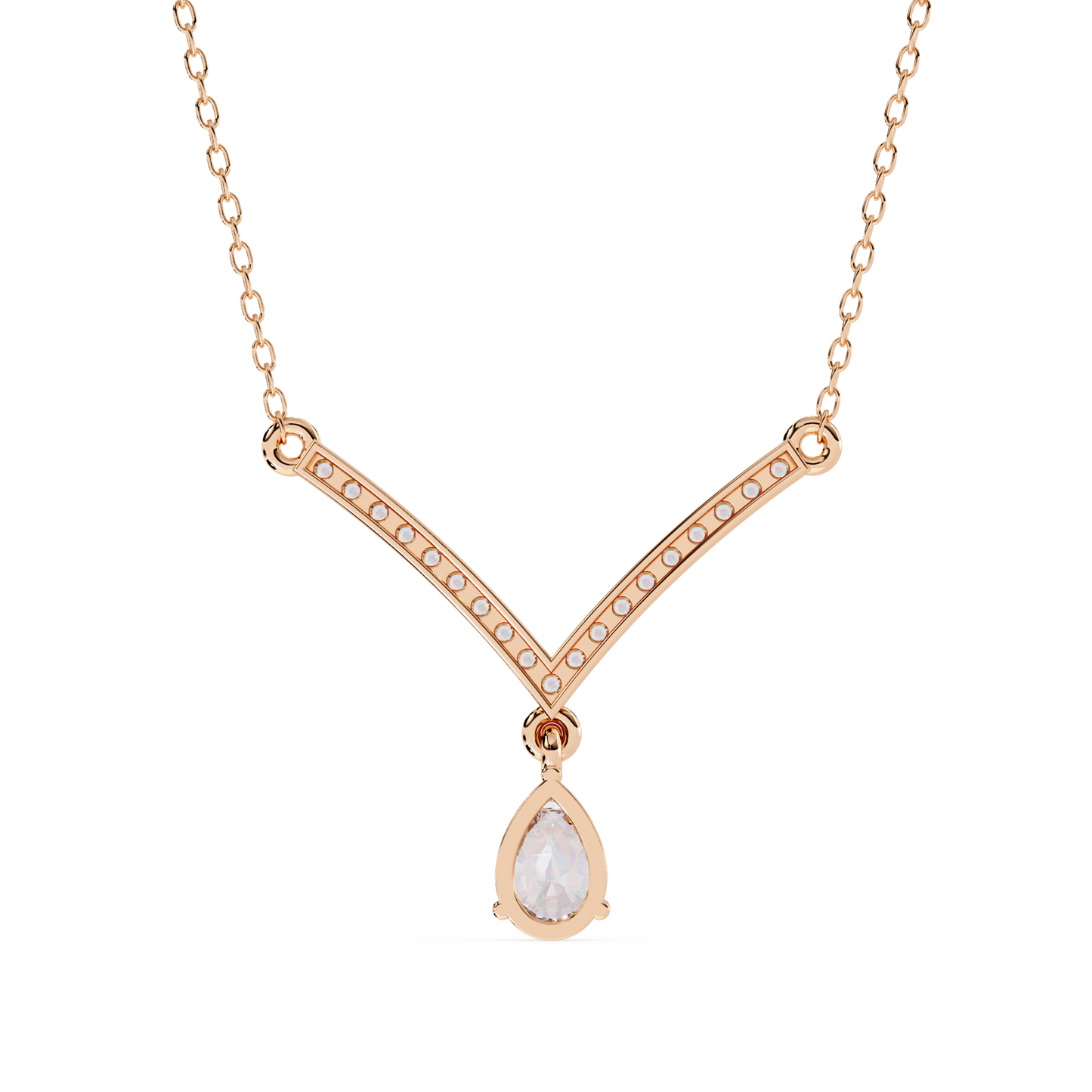V-Curve Pear Drop – Lab Diamond Pendant Necklace in 14K Gold