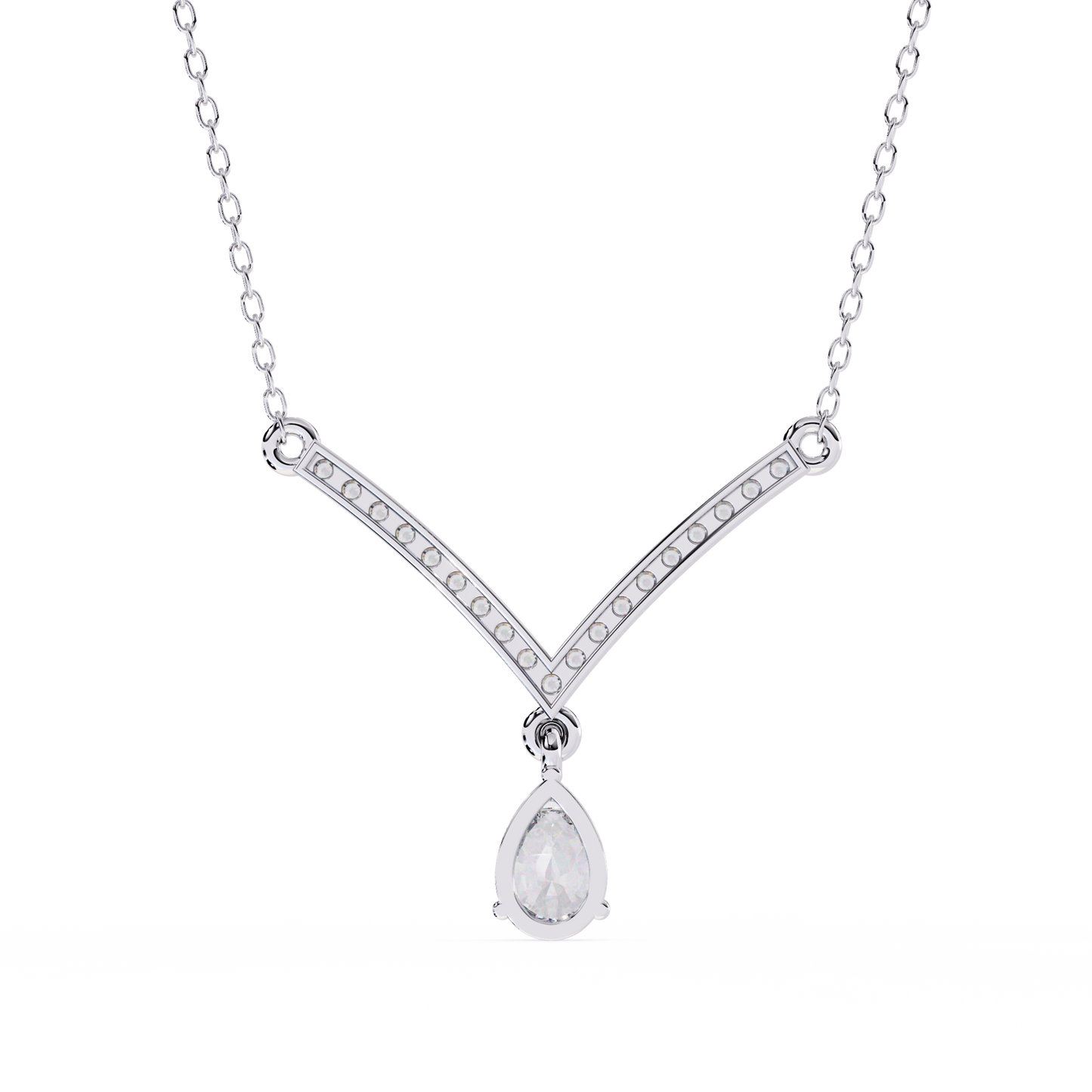 V-Curve Pear Drop – Lab Diamond Pendant Necklace in 14K Gold