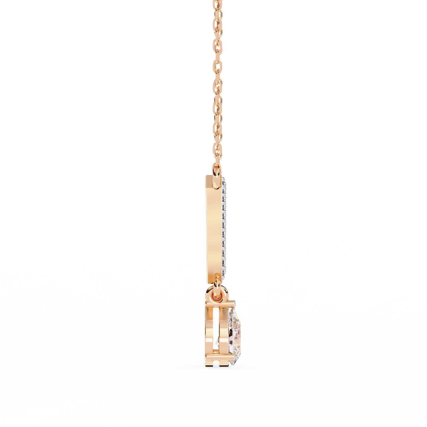 V-Curve Pear Drop – Lab Diamond Pendant Necklace in 14K Gold