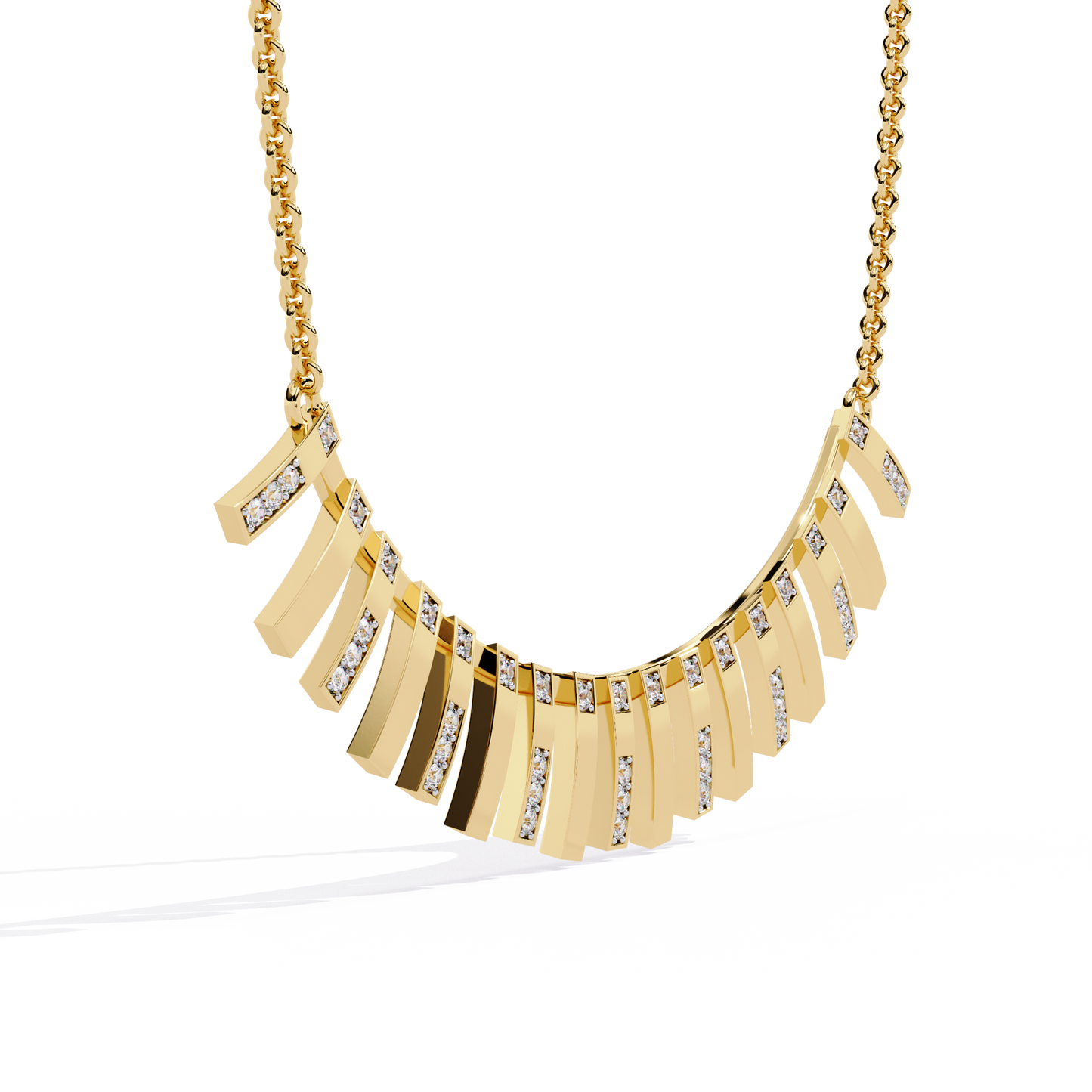 Art Deco Ray – Vertical Bar Diamond Necklace in 14K Gold