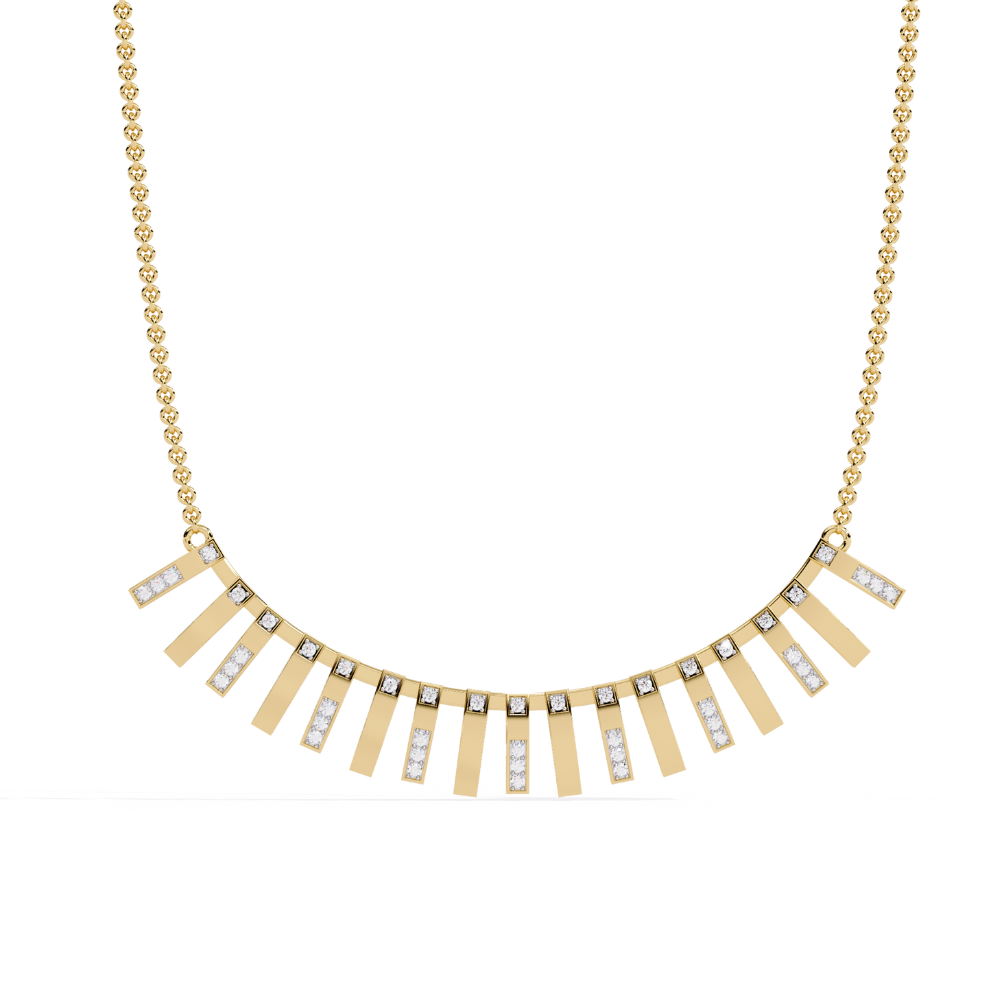 Art Deco Ray – Vertical Bar Lab Diamond Necklace in 14K Gold