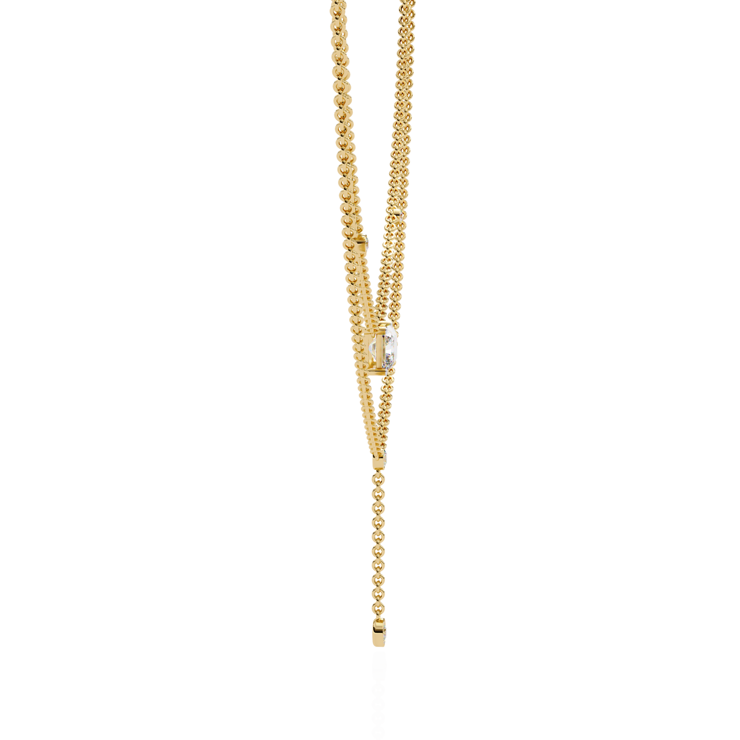 Cascade Point – Emerald Lab Diamond Y Drop Necklace in 14K Gold