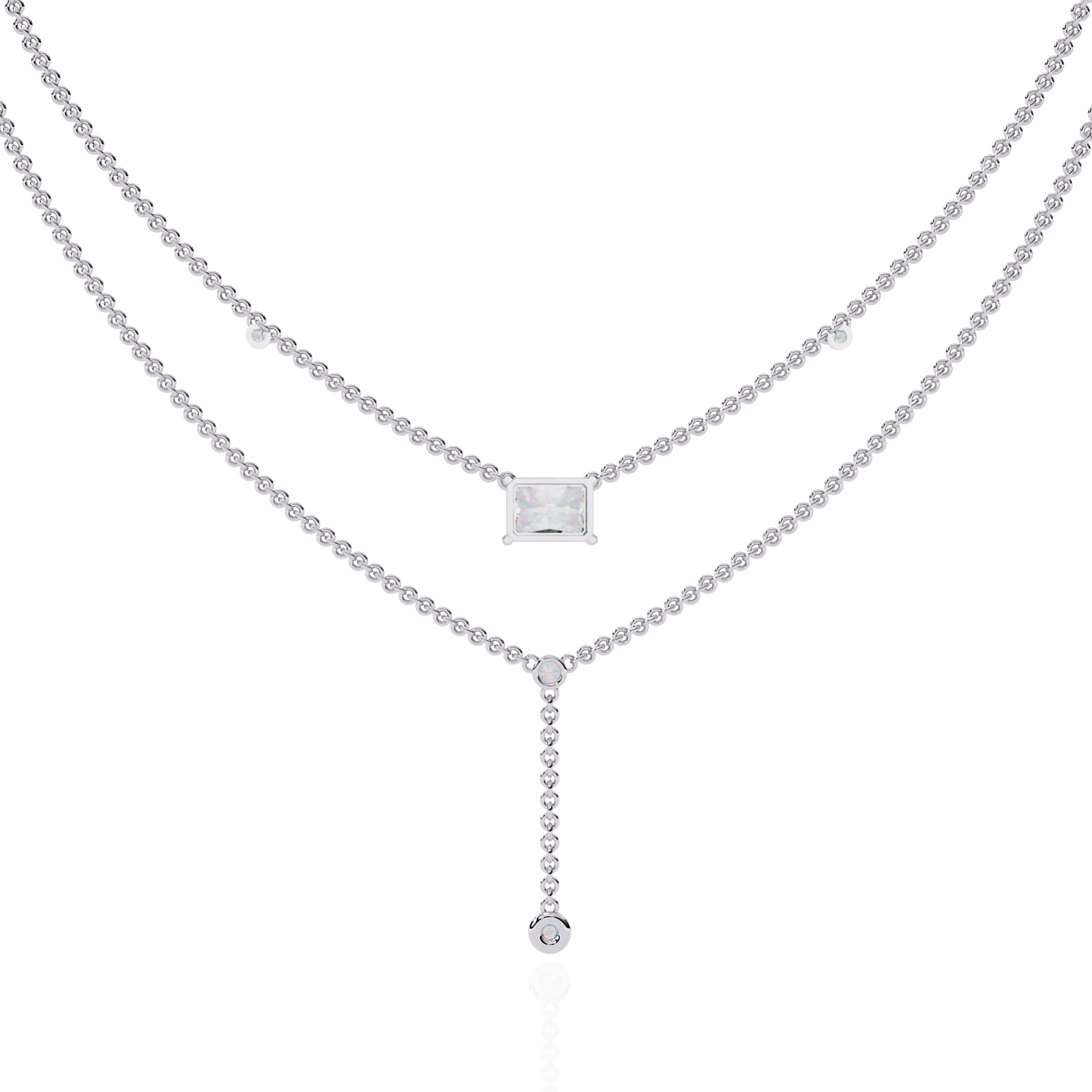 Cascade Point – Emerald Lab Diamond Y Drop Necklace in 14K Gold